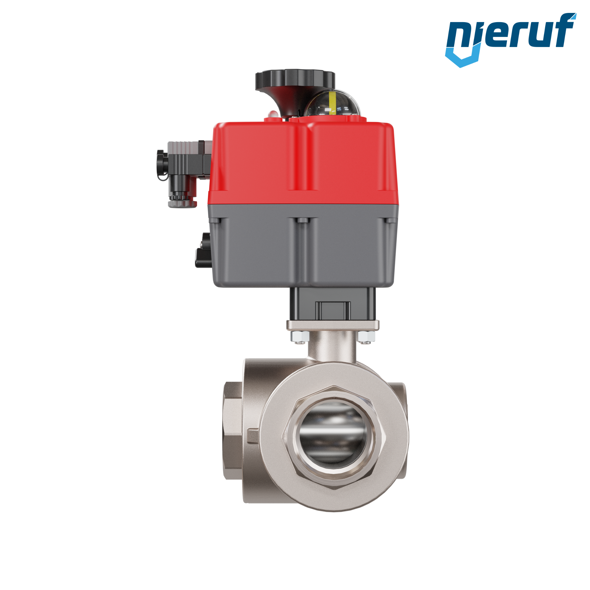 valvola a sfera a 3 vie con attuatore elettrico 24-240V DN50 - 2" pollici ottone a passaggio totale con incavo a forma di L