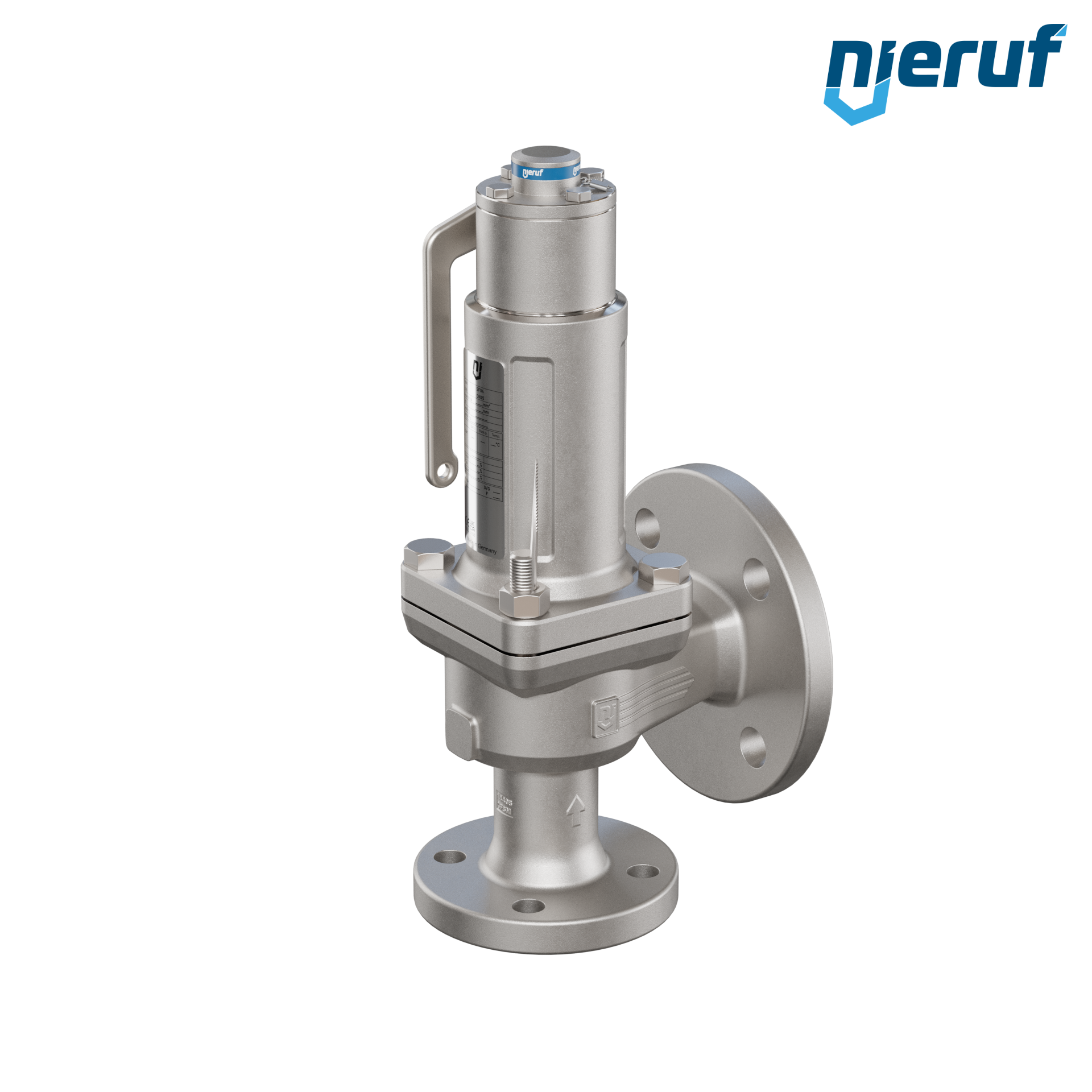 valvola di sicurezza flangiata DN25/DN40 SF04, acciaio inox 1.4408 PTFE, dispositivo di sollevamento con leva