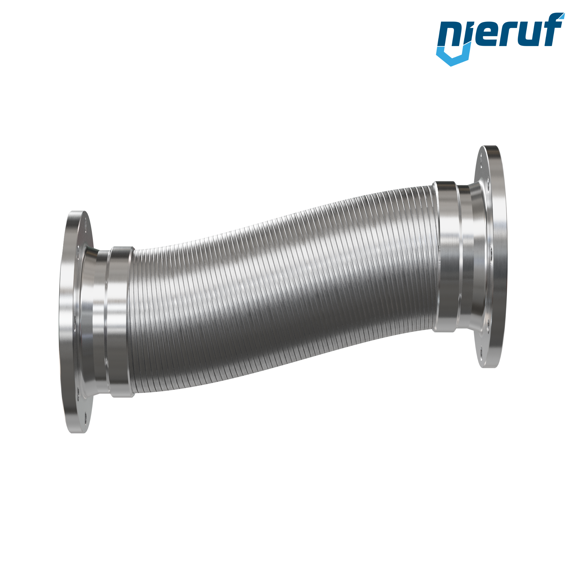 Tubo corrugato in acciaio inossidabile ES01 DN200 - 8" pollici con treccia doppia e flangia fissa Lunghezza 1000 mm