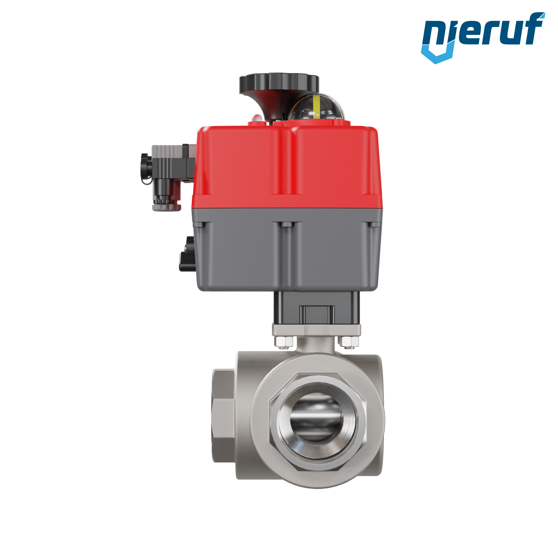 valvola a sfera a 3 vie con attuatore elettrico 24-240V DN50 - 2" pollici acciaio inossidabile a passaggio ridotto con incavo a forma di L