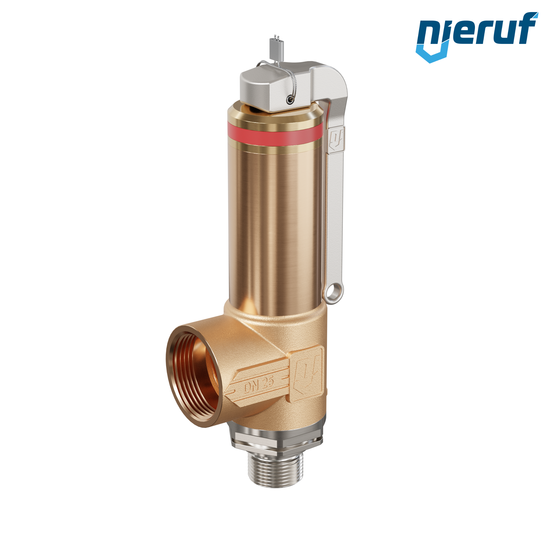 Kriogeniczny zawór bezpieczeństwa Dźwignia DN10 1/2" GZ x 1" GW SV18, stal nierdzewna & brąz PTFE