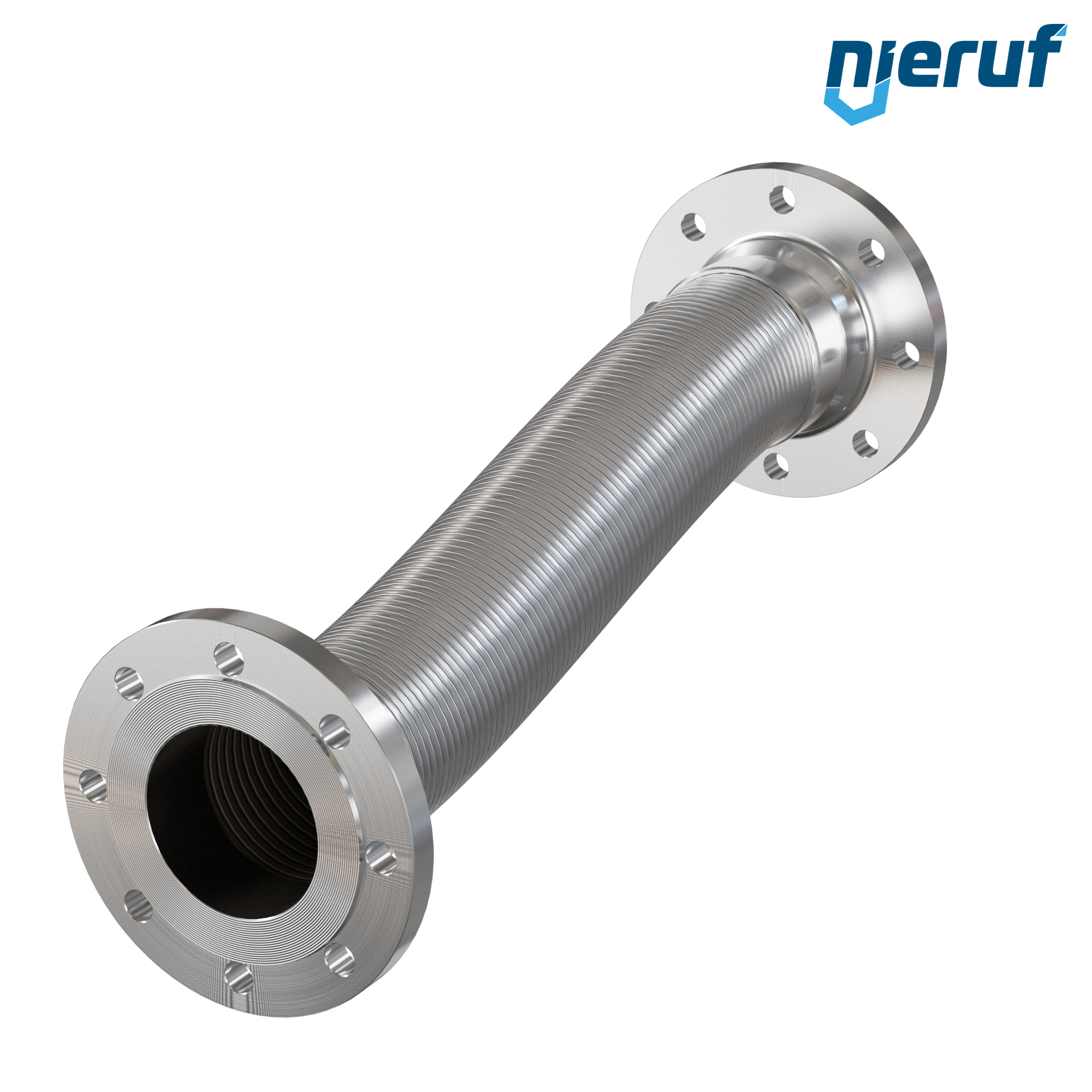 Tubo corrugato in acciaio inossidabile ES01 DN100 - 4" pollici con treccia doppia e flangia fissa Lunghezza 1000 mm