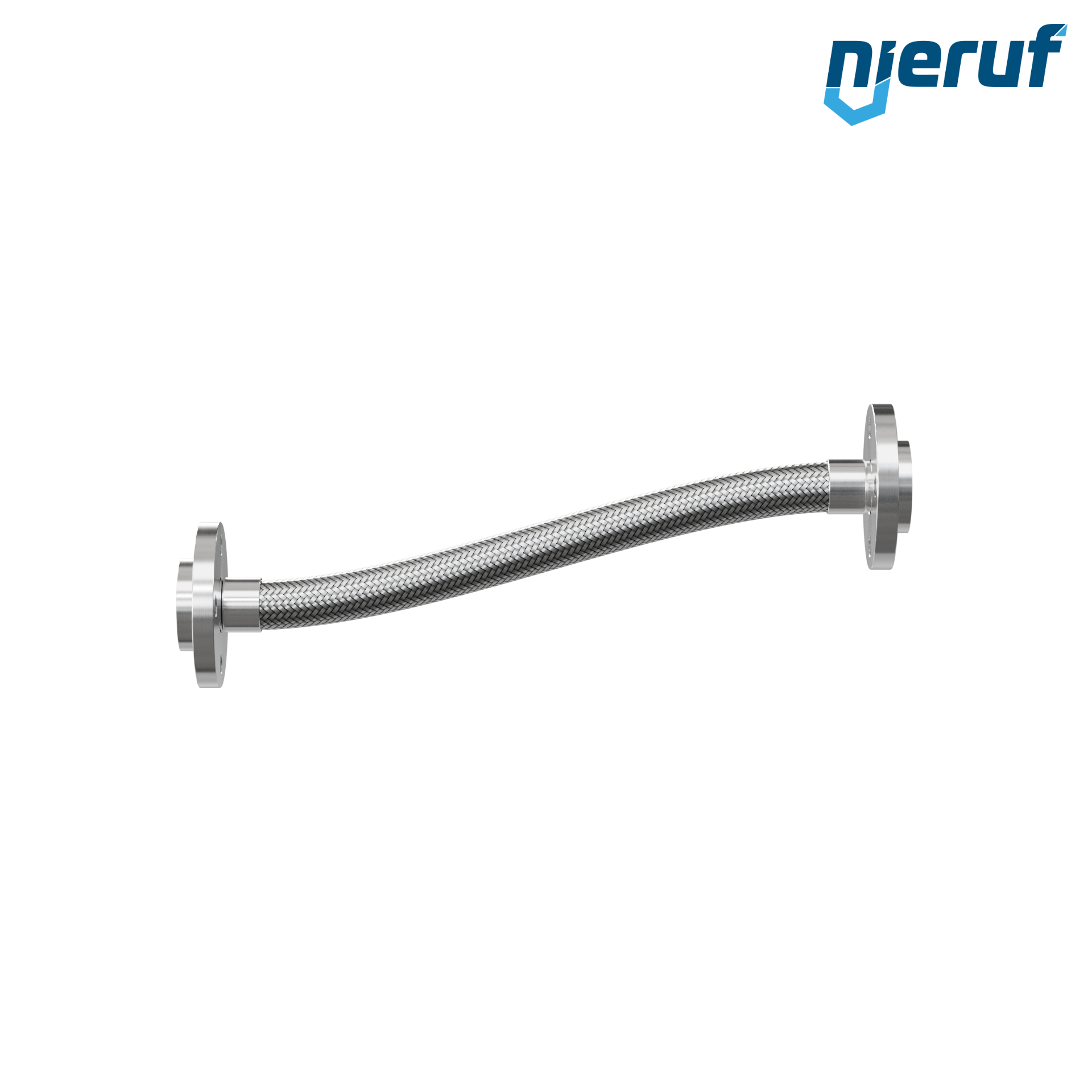 Tubo corrugato in acciaio inossidabile ES01 DN32 - 1 1/4" pollici con treccia singola e flangia girevole Lunghezza 1000 mm