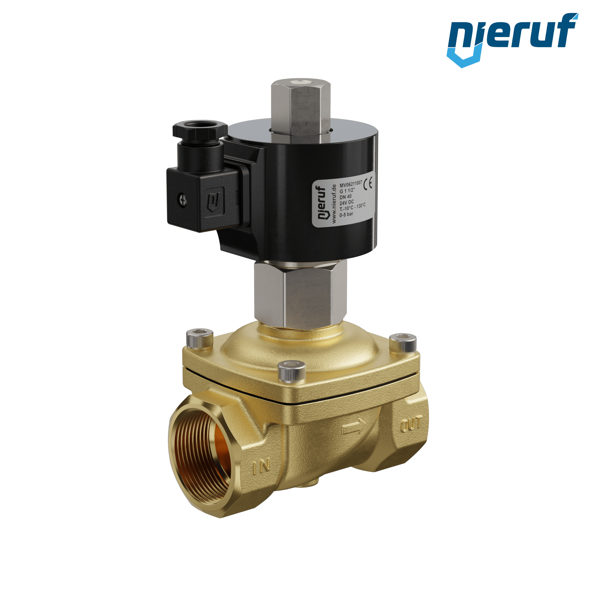 elettrovalvola DN40 G 1 1/2" pollici ottone MV06 EPDM 24V DC NO