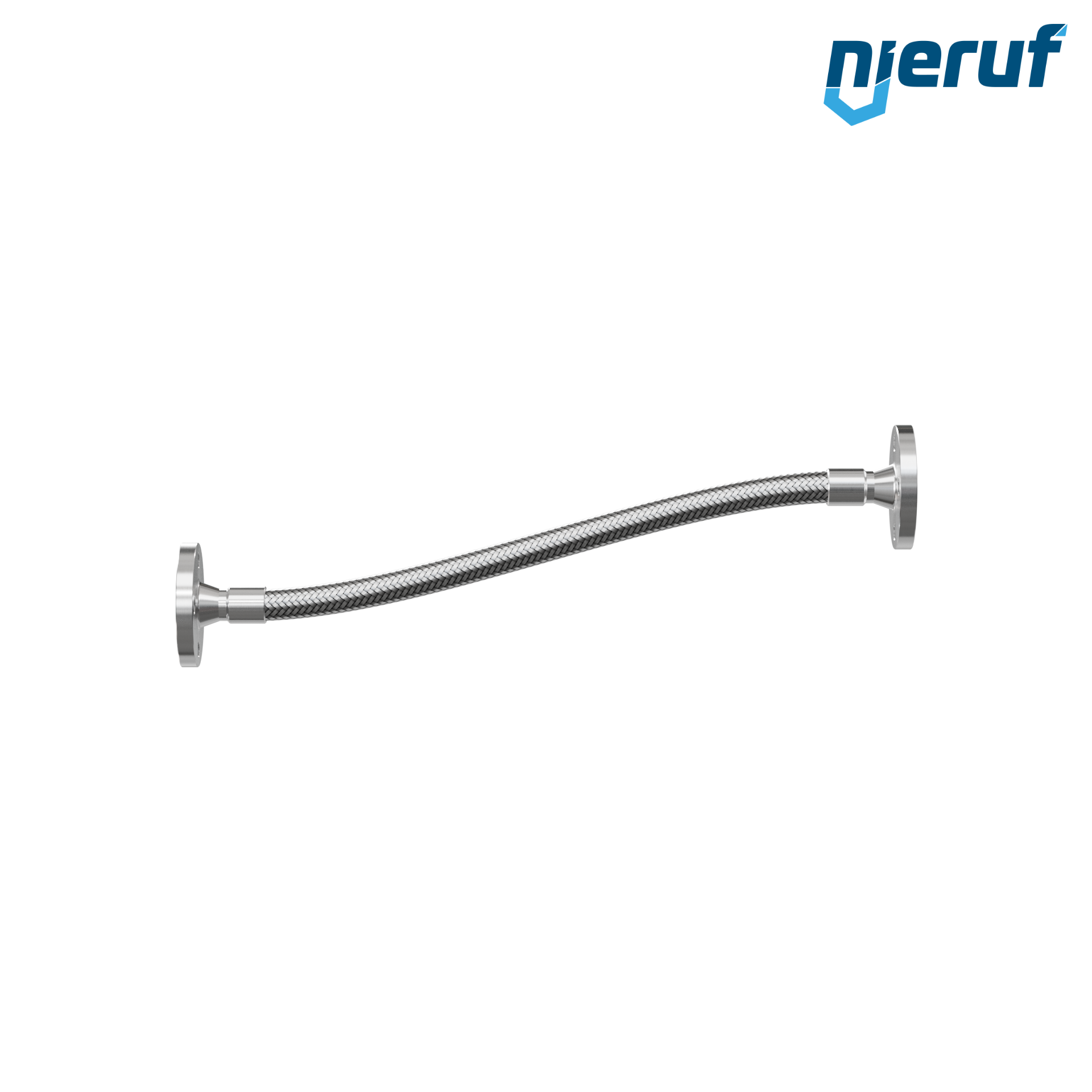 Tubo corrugato in acciaio inossidabile ES01 DN20 - 3/4" pollici con treccia singola e flangia fissa Lunghezza 1000 mm