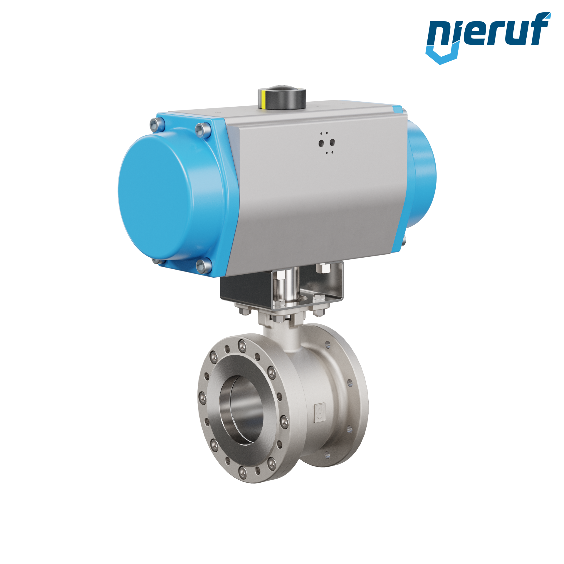 valvola a sfera flangiata dal design compatto DN125 PK07 azionamento rotativo pneumatico a semplice effetto apertura a molla