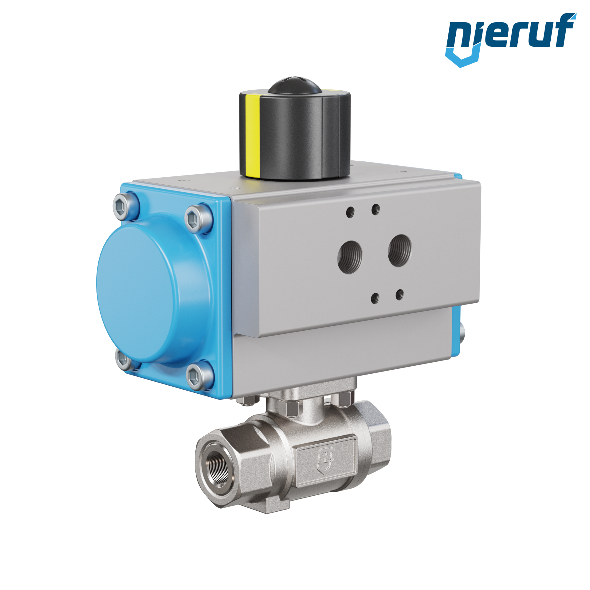 valvola a sfera pneumatica DN8 - 1/4" pollici azionamento rotativo a effetto semplice apertura a molla PK02