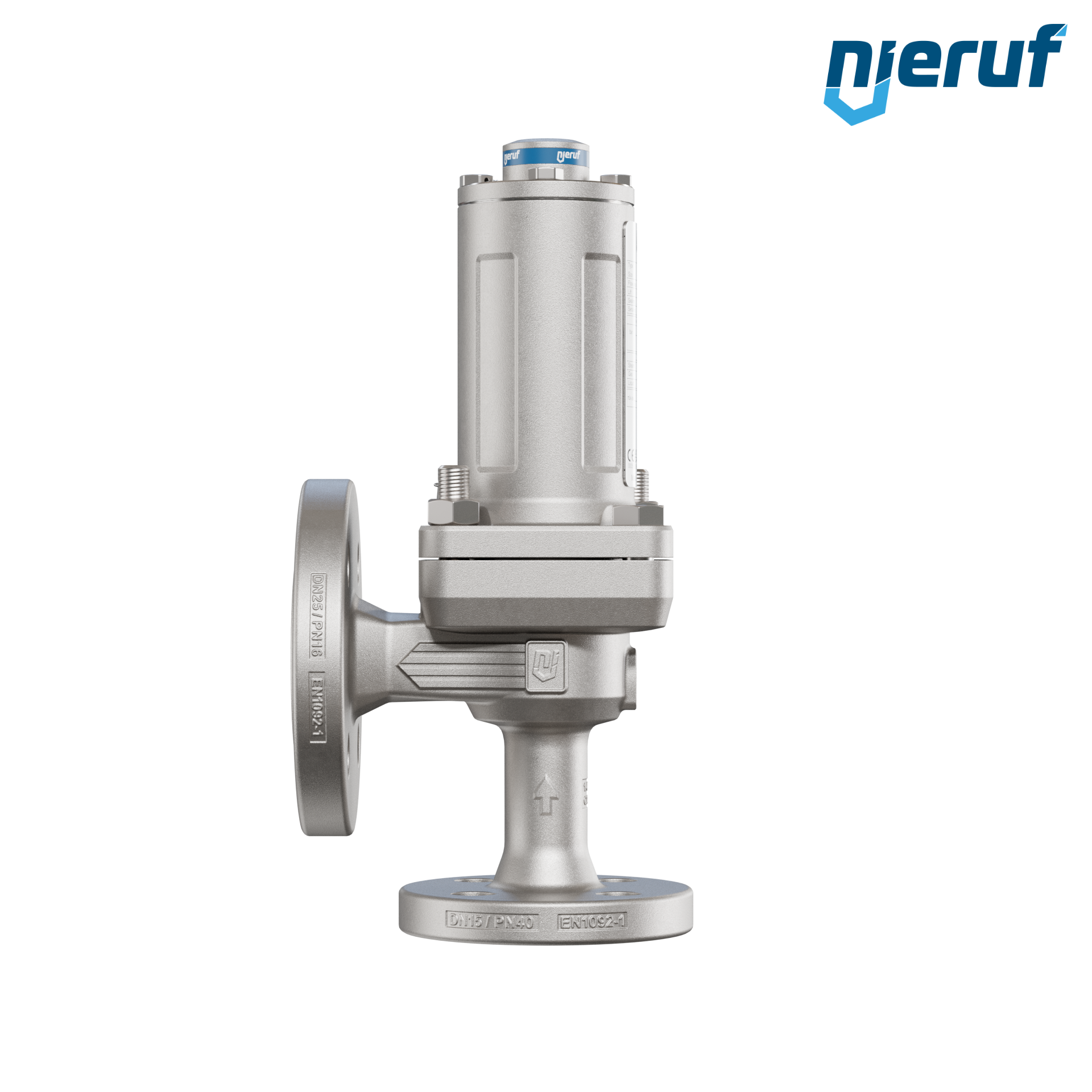 valvola di sicurezza flangiata DN15/DN25 SF04, acciaio inox 1.4408 PTFE, senza dispositivo di sollevamento