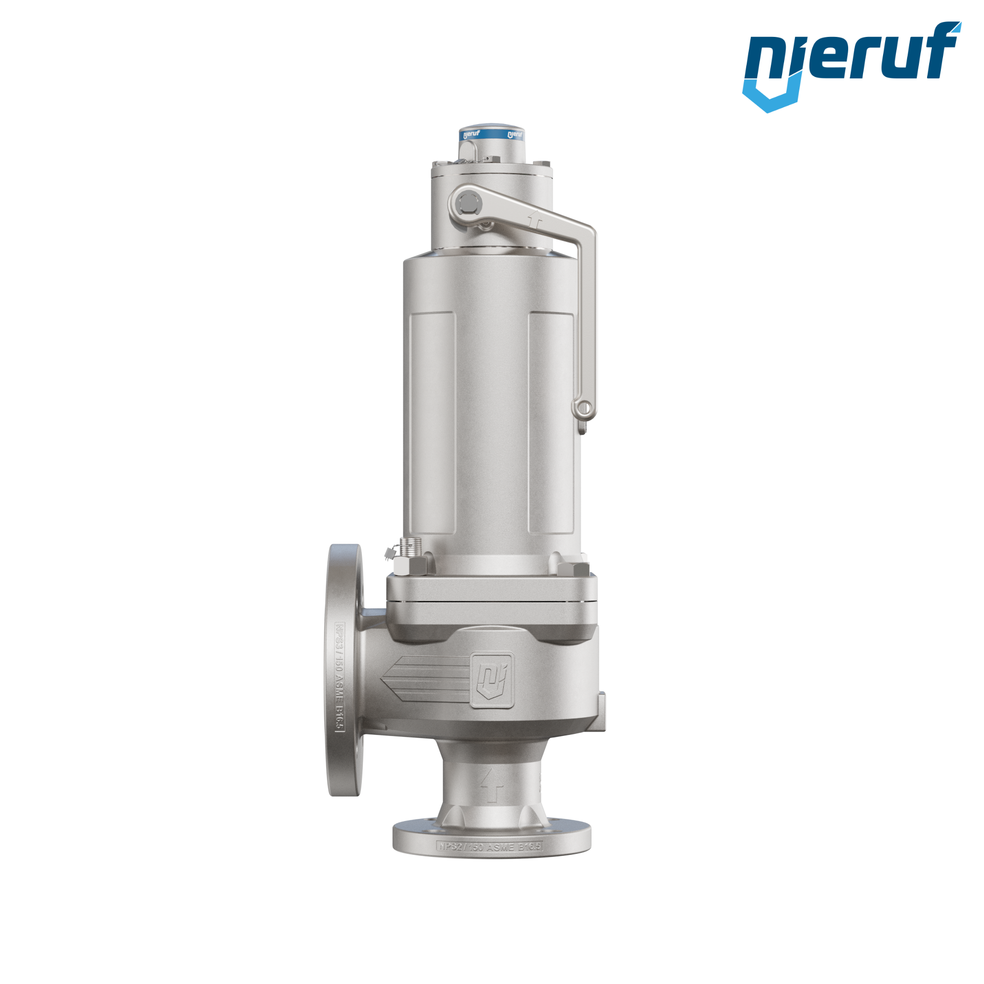 valvola di sicurezza flangiata ASME fluidi liquidi a tenuta di gas ANSI 150 DN50 2" x 3" SF04, acciaio inossidabile, FFKM, dispositivo di sollevamento con leva