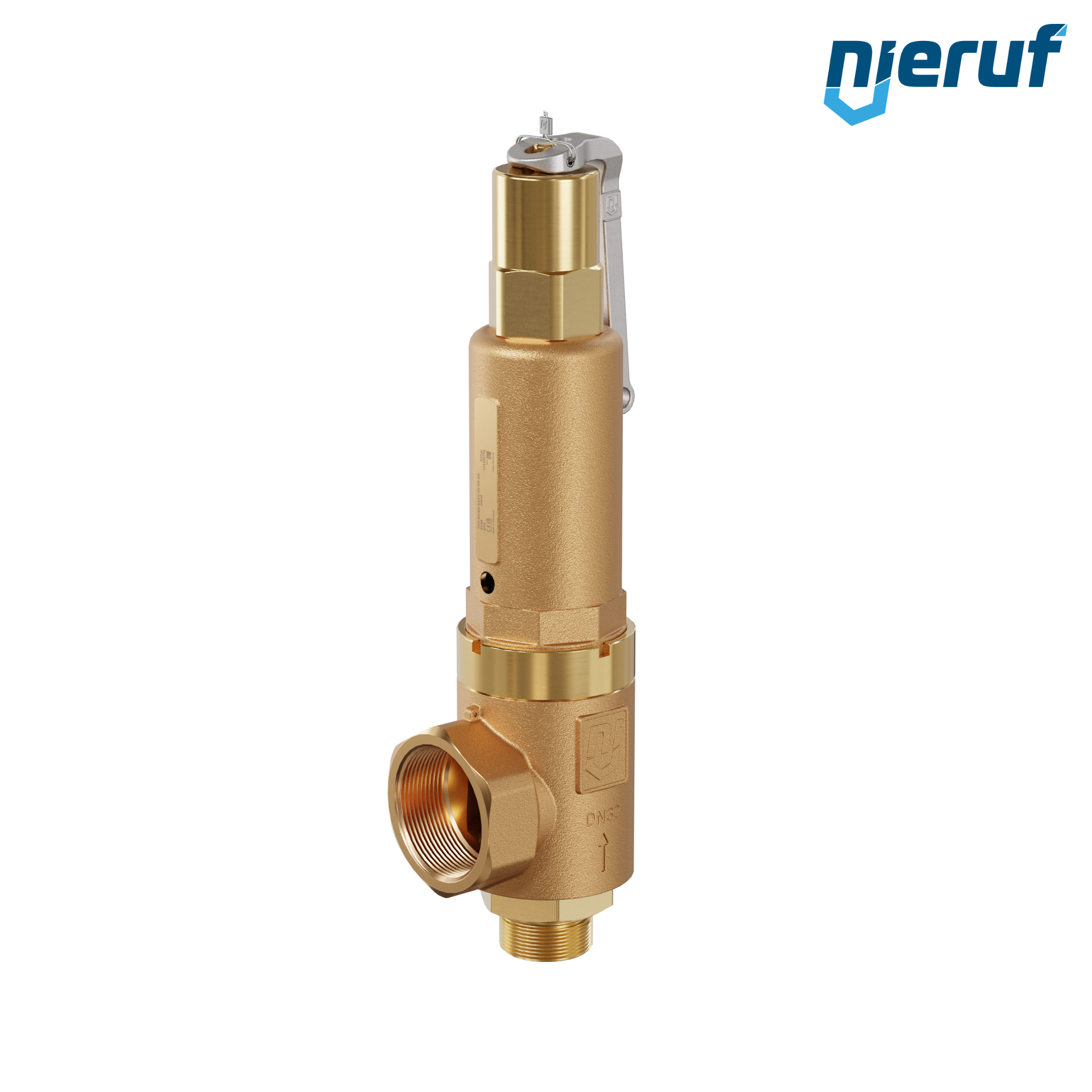 soupape de sûreté 1 1/4" mâle  x 2" femelle SV08 fluides gazeux, bronze FKM, avec levier