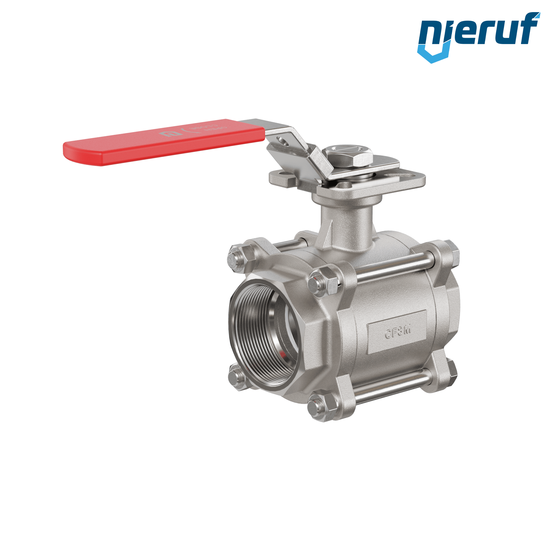 Valvola a sfera in acciaio inossidabile a 3 pezzi GK20 con una flangia per automazione conforme alla norma DIN ISO 5211 DN50 - 2" pollici filettatura interna NPT