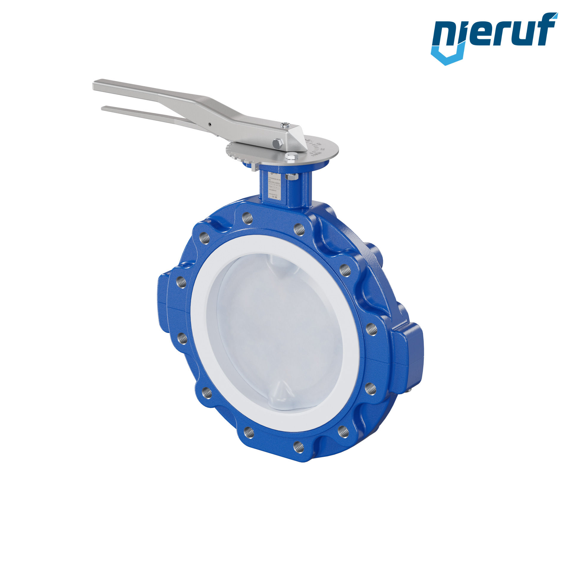 valvola a farfalla PFA PTFE AK10 DN250 PN10 leva inserto in FKM