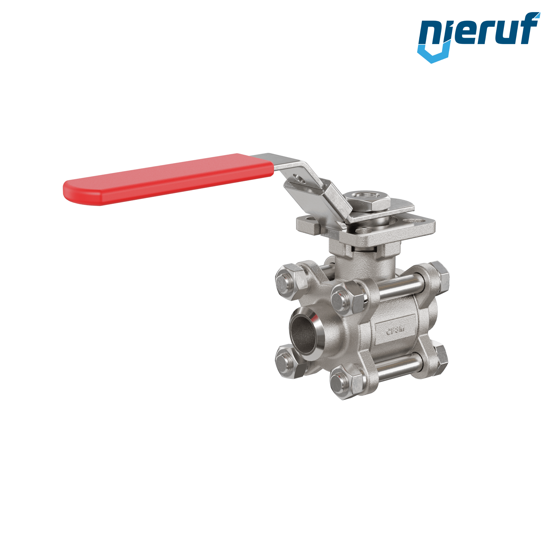 Valvola a sfera in acciaio inossidabile a 3 pezzi GK20 con una flangia per automazione conforme alla norma DIN ISO 5211 DN15 a saldare