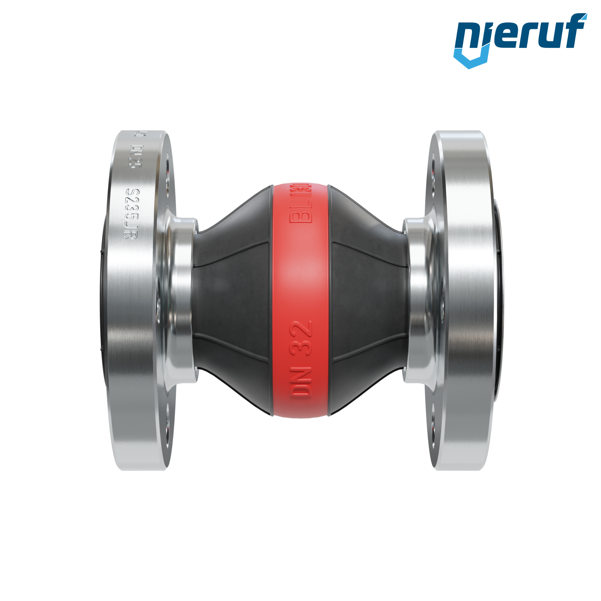 Compensatore in gomma per acqua potabile con convogliatore DN25 tipo KP04 flange in acciaio EPDM
