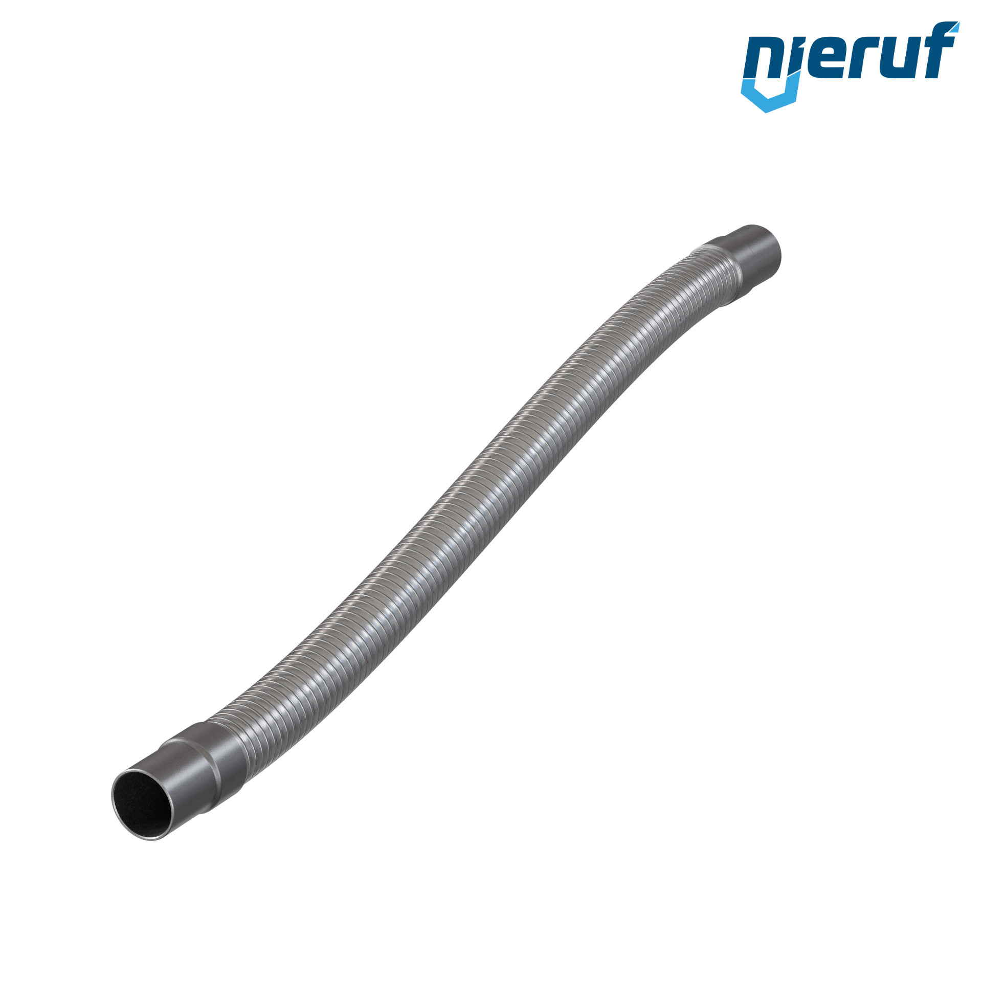 Tubo corrugato in acciaio inossidabile ES01 DN25 - 33.7 mm con treccia doppia e estremità a saldare Lunghezza 1000 mm