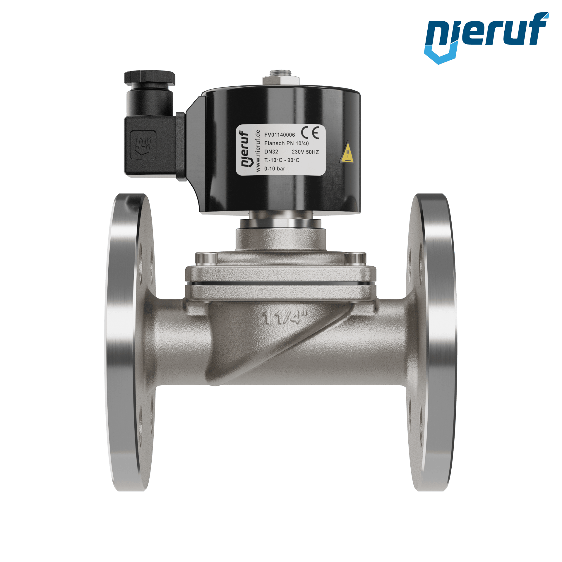flangia elettrovalvola DN32 acciaio inossidabile FV01 NBR 230V 50Hz