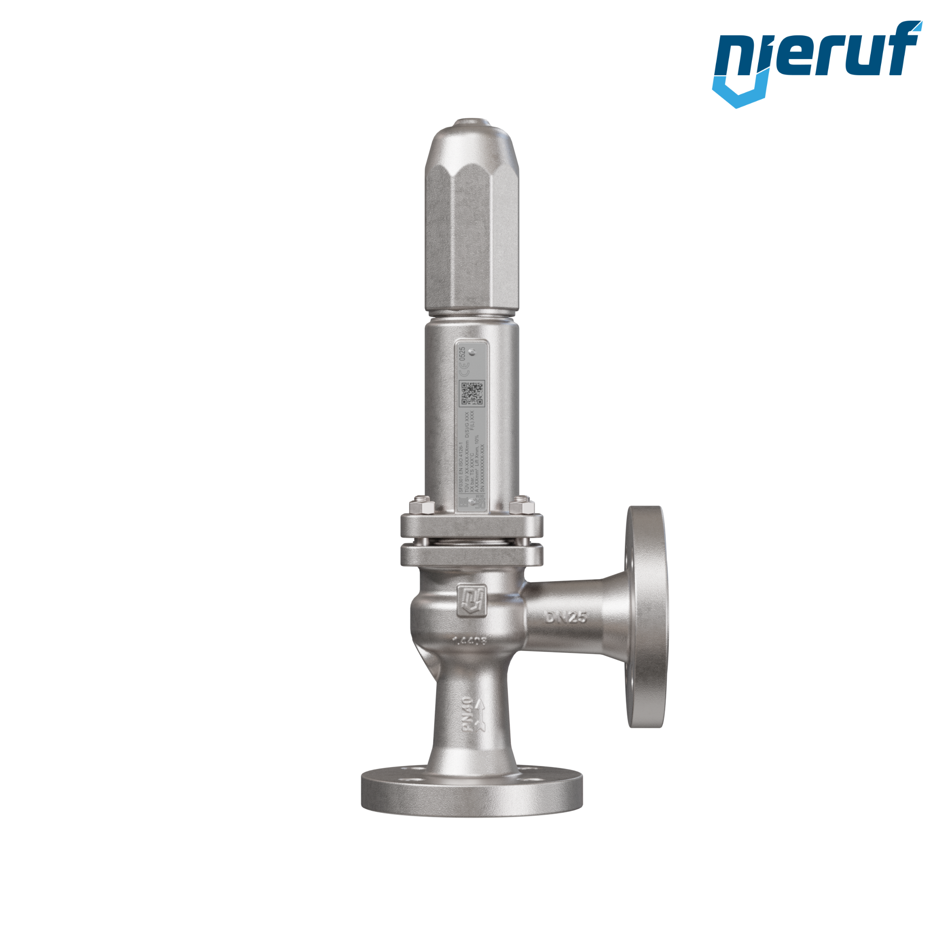 valvola di sicurezza flangiata DN25/DN25 SF0301, acciaio inox 1.4408 FPM, senza leva