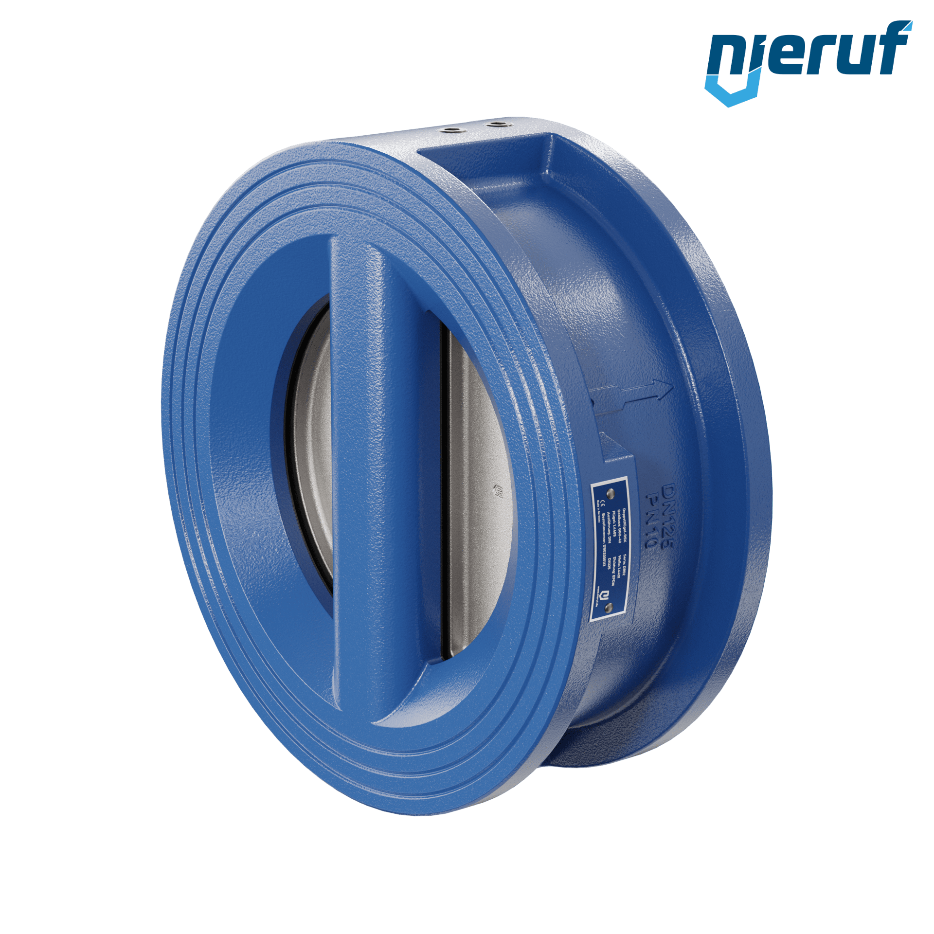 dual plate check valve DN125 DR02 GGG40 epoxyd plated blue 180µm EPDM