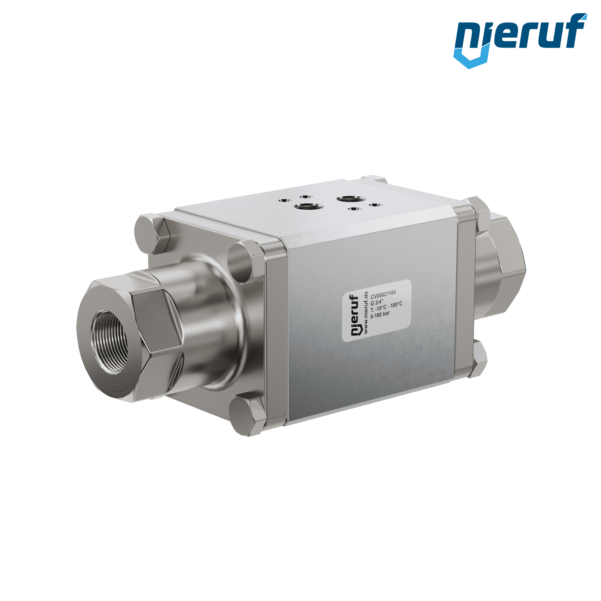 valvola coassiale a 2/2 vie CV05 3/4" pollici filettatura interna - DN20 acciaio inossidabile max. 160 bar NO - per applicazione con acqua