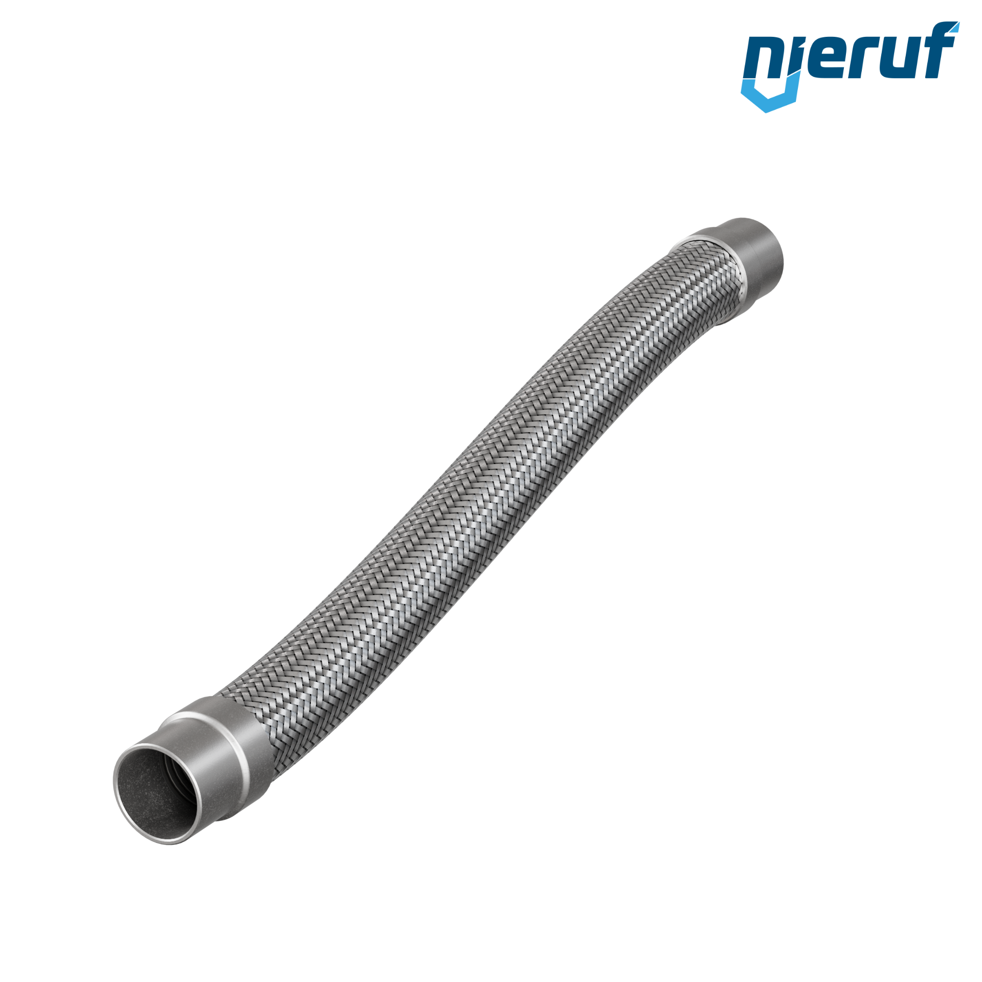 Tubo corrugato in acciaio inossidabile ES01 DN40 - 48.3 mm con treccia singola e estremità a saldare Lunghezza 1000 mm