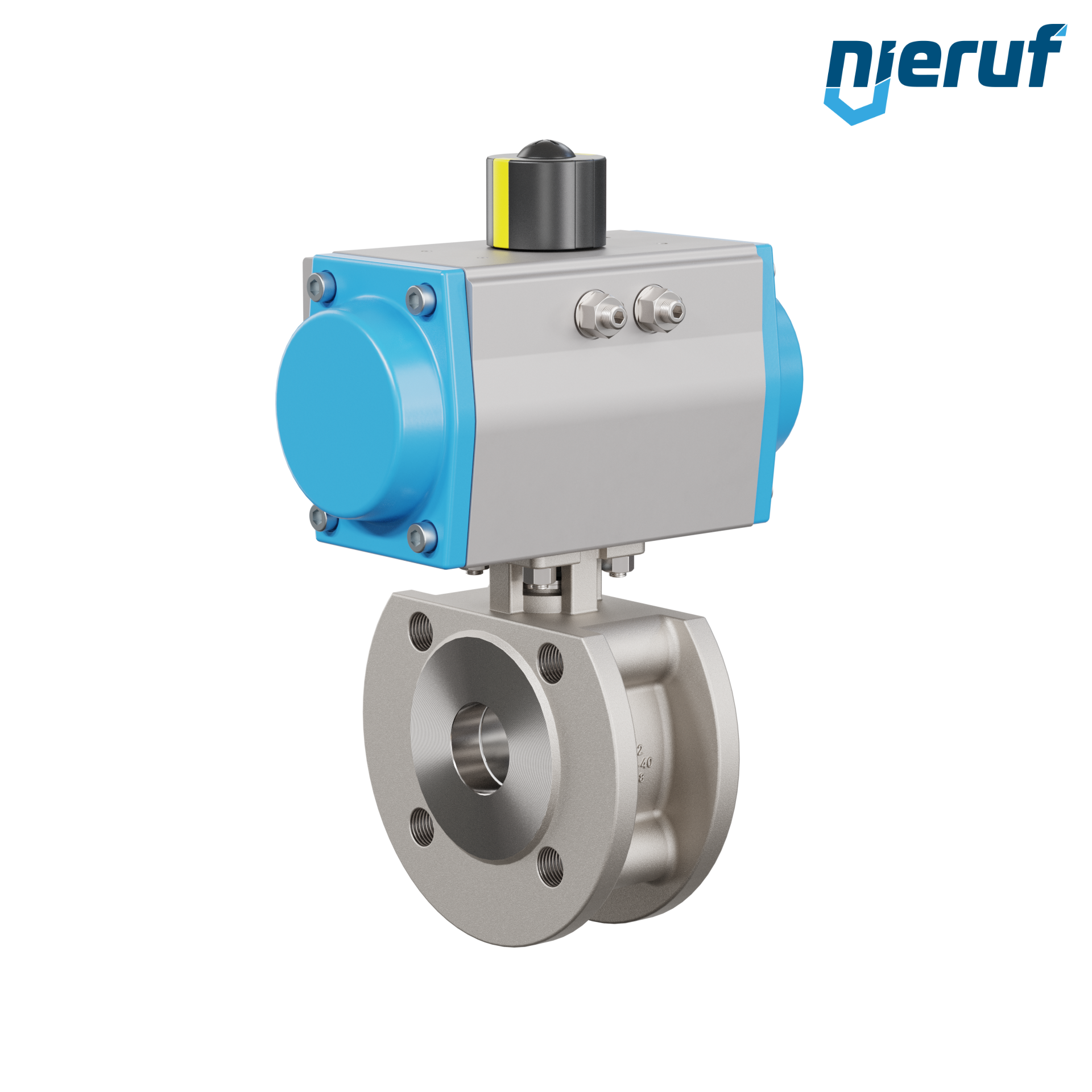 valvola a sfera flangiata dal design compatto DN32 PK07 azionamento rotativo pneumatico a semplice effetto apertura a molla