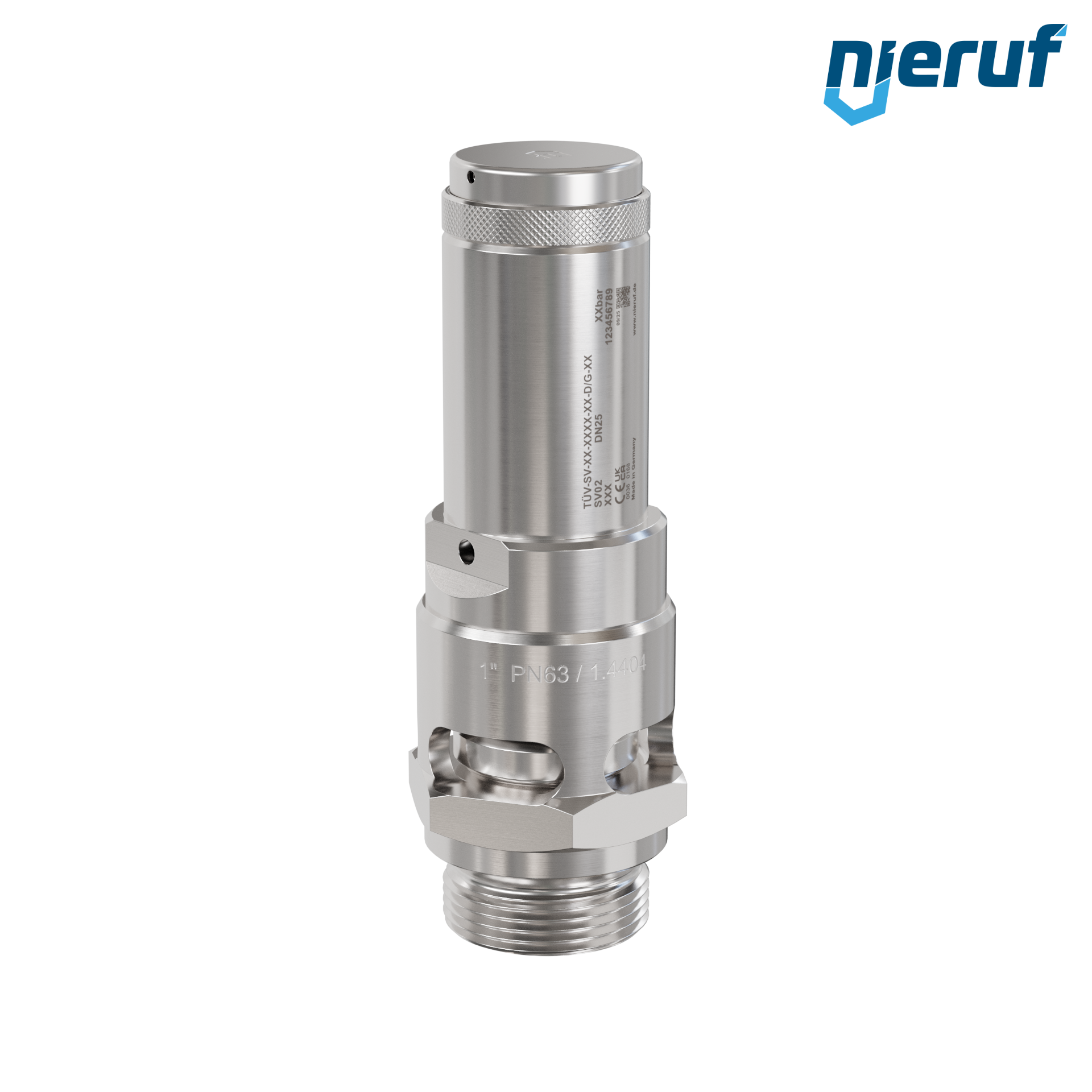 valvola di sicurezza 1" SV02 per aria compressa, acciaio inox FKM
