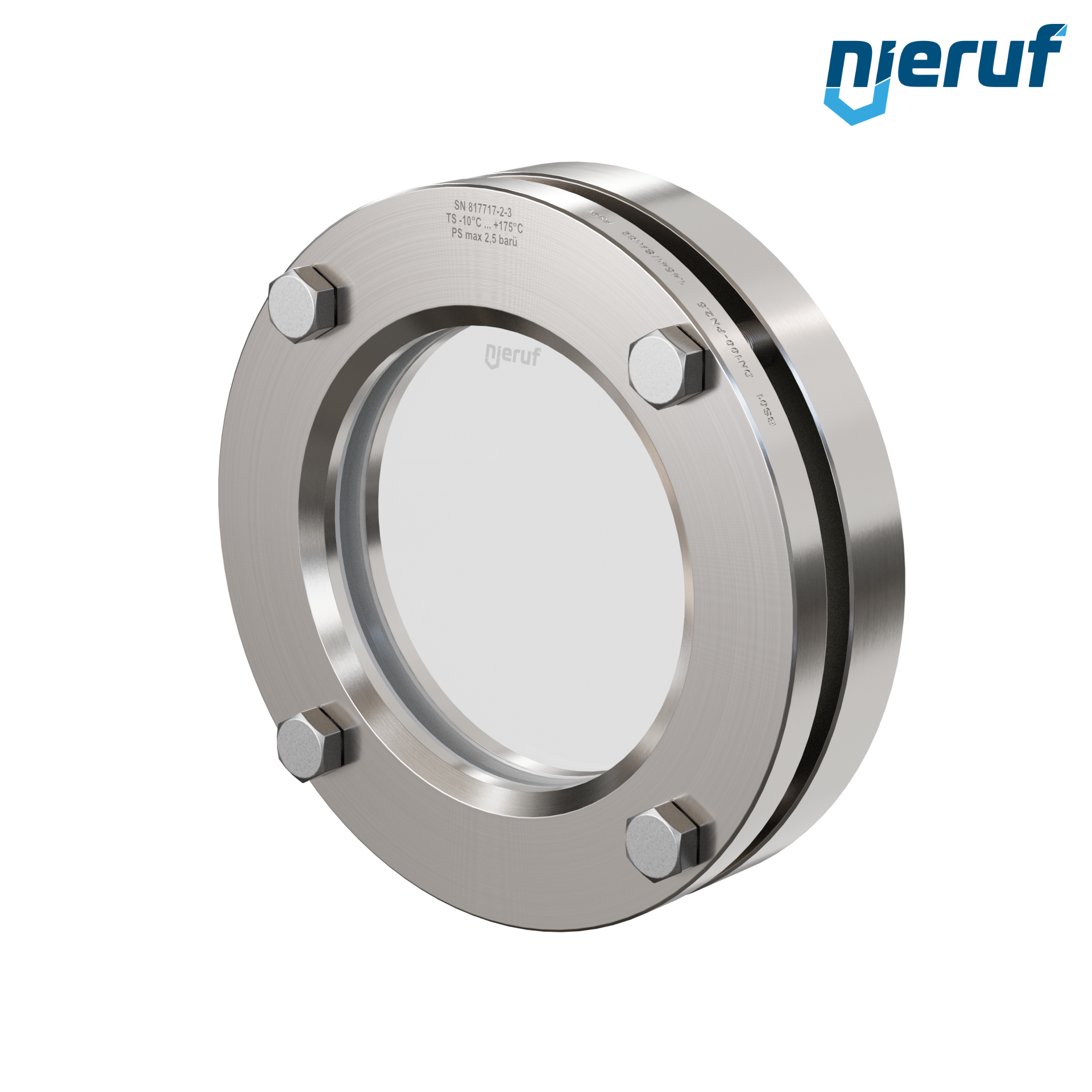 oblò di osservazione per serbatoi DN100 BS01 acciaio inossidabile 1.4571 PTFE vetro borosilicato 2,5bar
