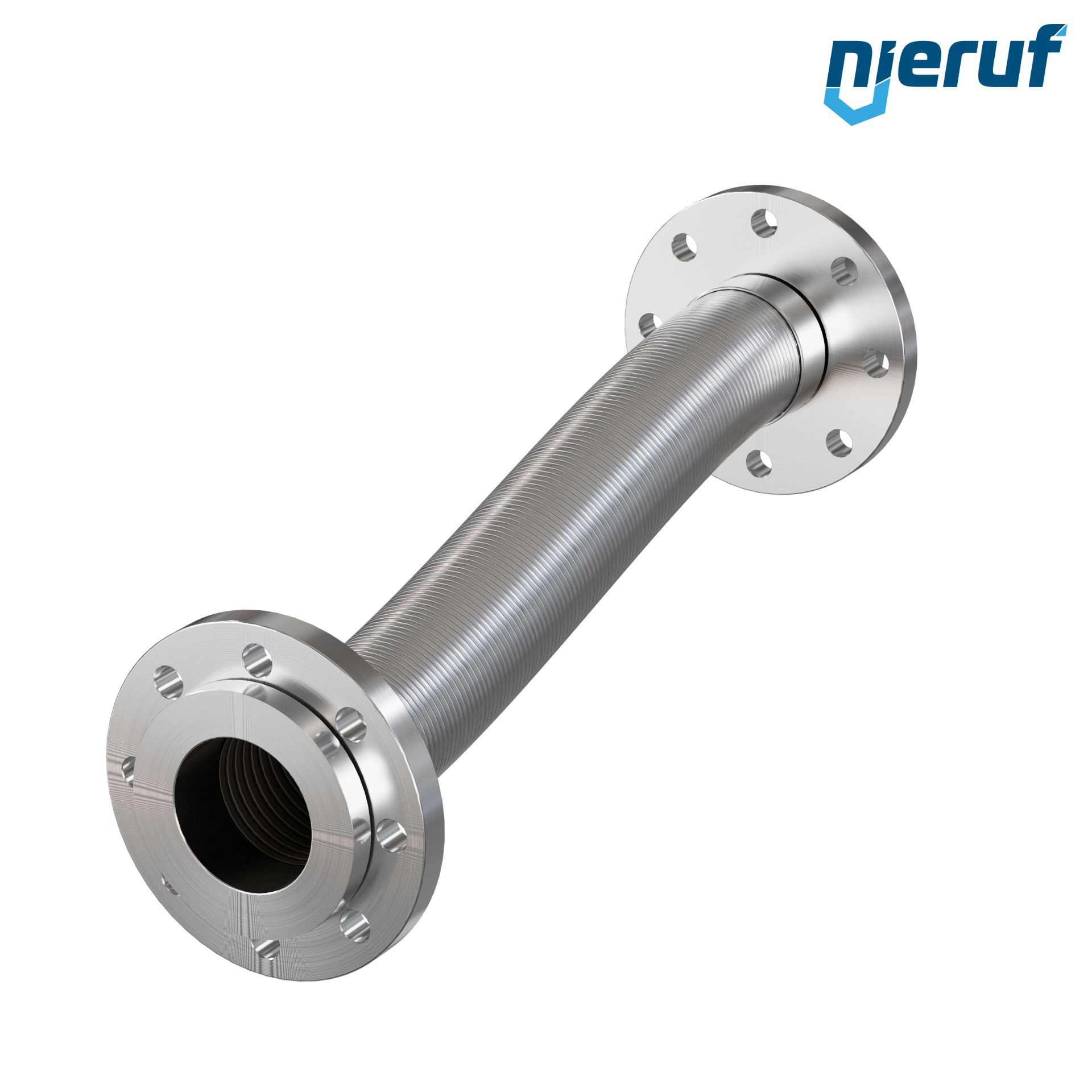 Tubo corrugato in acciaio inossidabile ES01 DN80 - 3" pollici con treccia doppia e flangia girevole Lunghezza 1000 mm