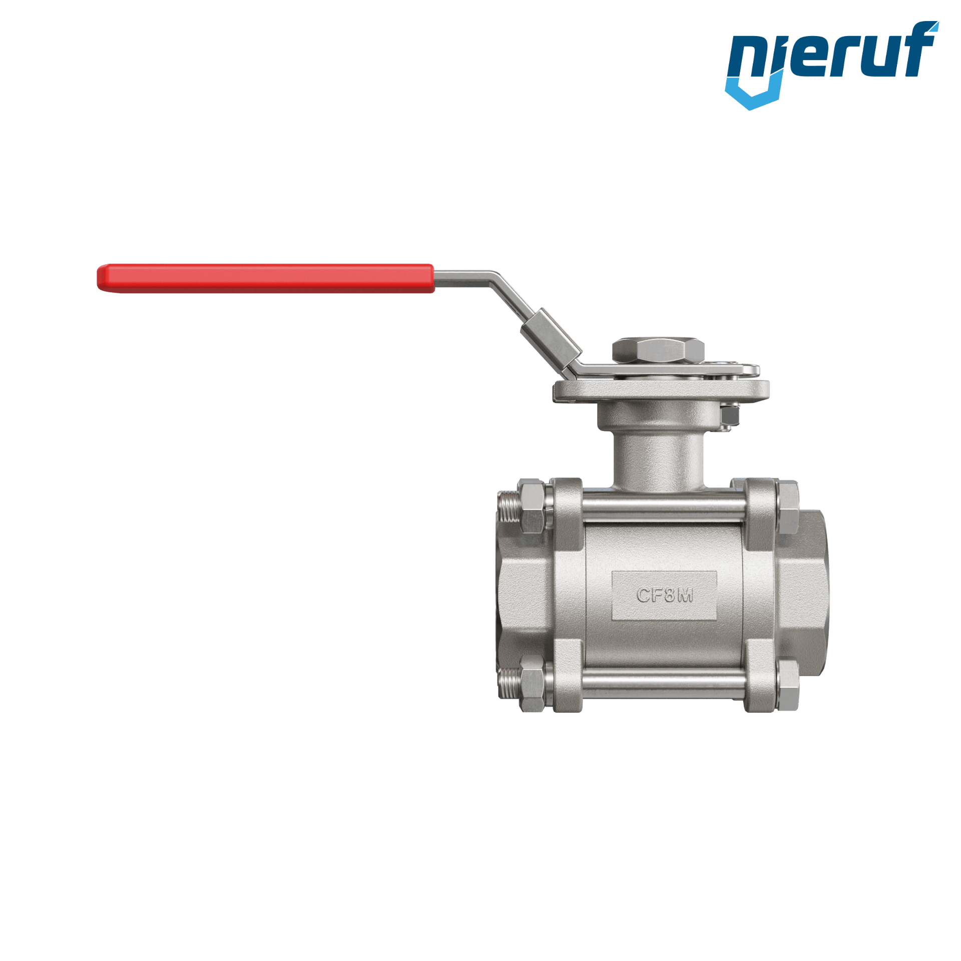 Valvola a sfera in acciaio inossidabile a 3 pezzi GK20 con una flangia per automazione conforme alla norma DIN ISO 5211 DN40 - 1 1/2" pollici filettatura interna NPT