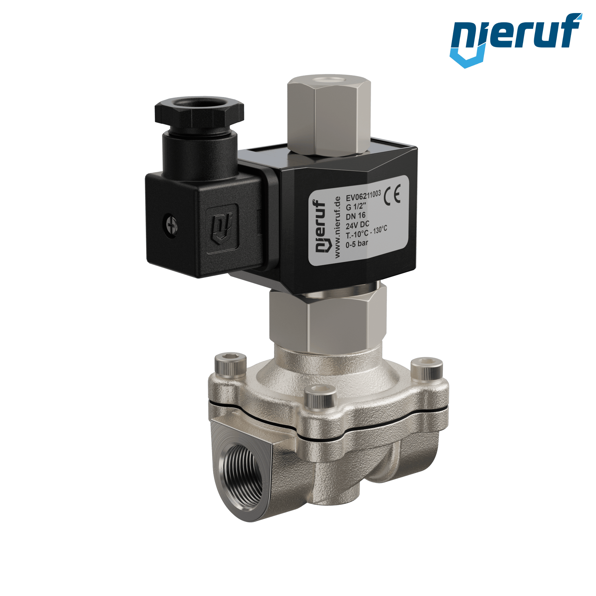 elettrovalvola DN16 G 1/2" pollici acciaio inossidabile EV06 EPDM 24V DC NO