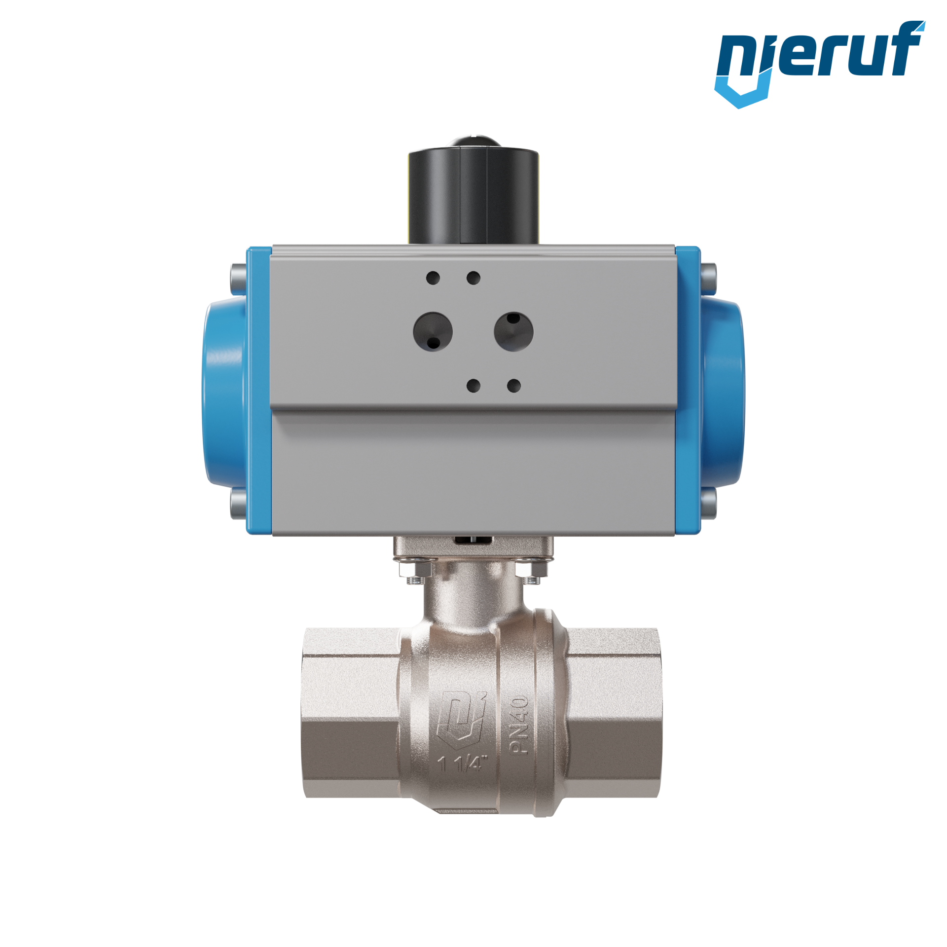 valvola a sfera automatica con manicotto DN32 - 1 1/4" pollici azionamento rotativo pneumatico a effetto semplice apertura a molla PK01