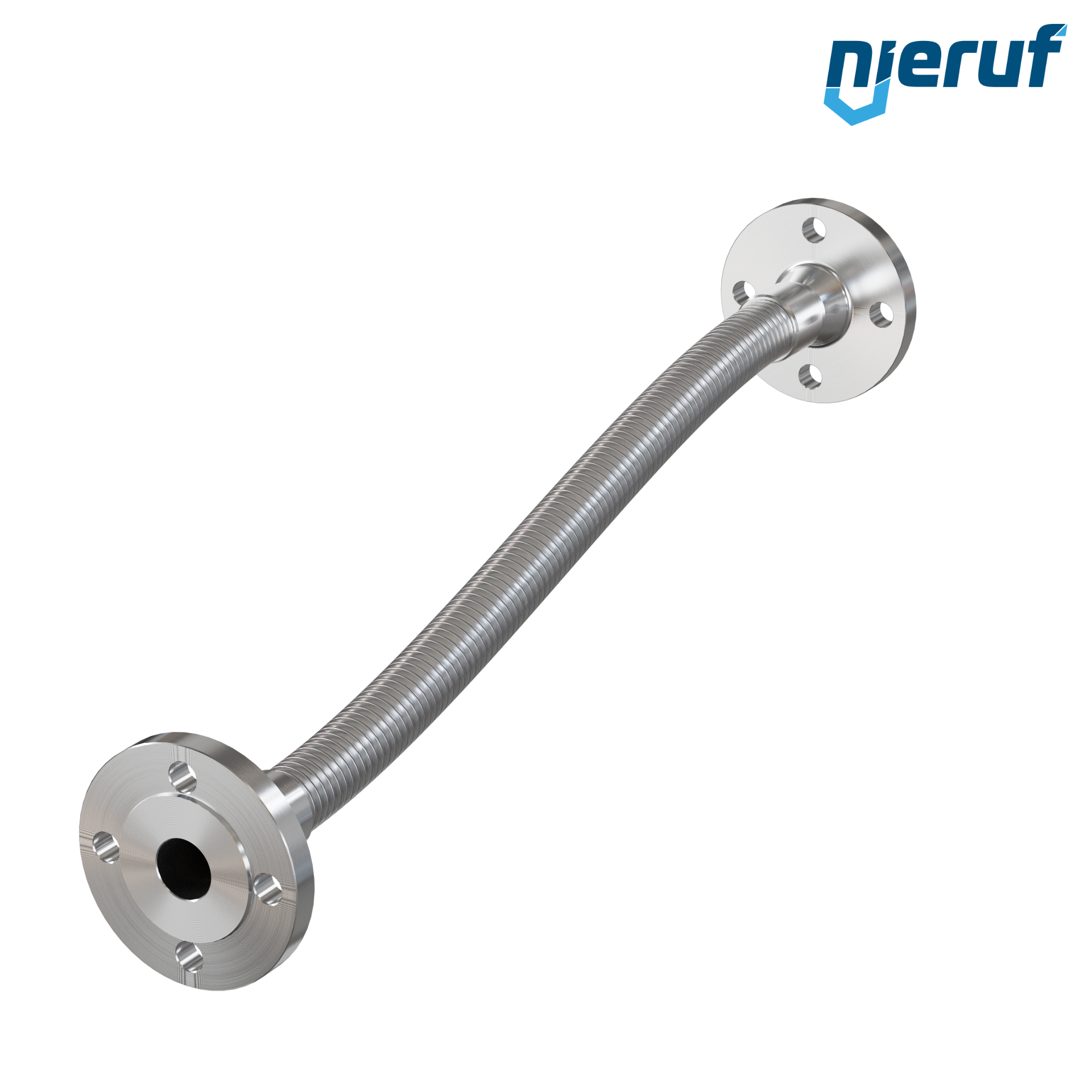 Tubo corrugato in acciaio inossidabile ES01 DN25 - 1" pollici con treccia doppia e flangia fissa Lunghezza 1000 mm