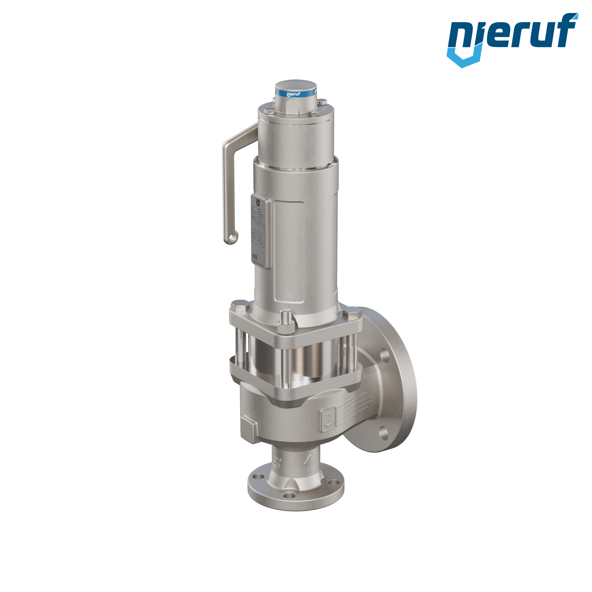 valvola di sicurezza flangiata ASME fluidi liquidi a tenuta di gas con manicotto di tenuta ANSI 150 DN40 1 1/2" x 3" SF07 acciaio, FFKM, dispositivo di sollevamento con leva