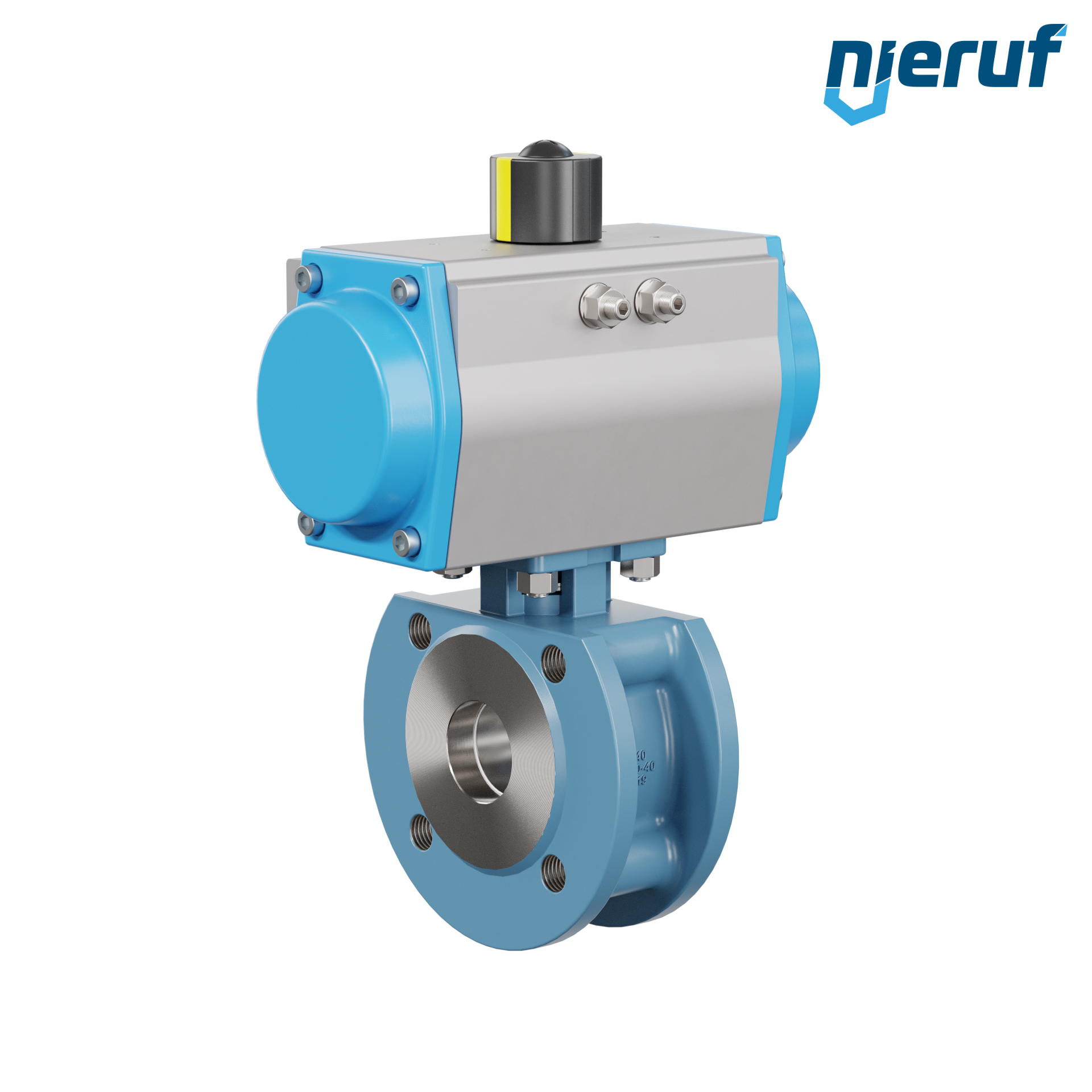 valvola a sfera flangiata dal design compatto DN40 PK06 azionamento rotativo pneumatico a semplice effetto apertura a molla