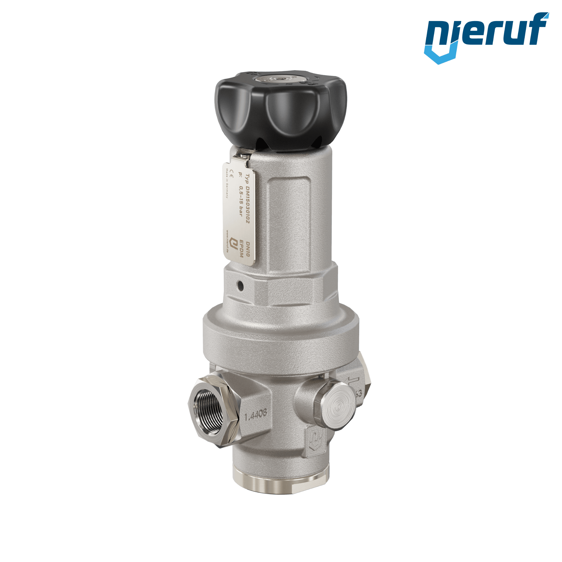 Präzisions-Druckregler 3/8" Zoll DM15 Edelstahl EPDM 0,5 - 15,0 bar