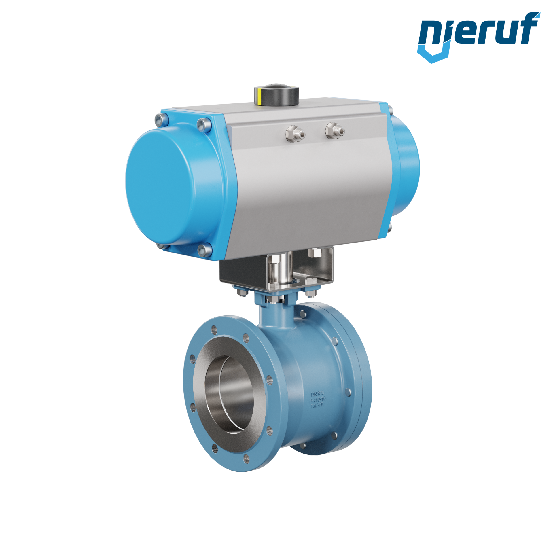 valvola a sfera flangiata dal design compatto DN150 PK06 azionamento rotativo pneumatico a semplice effetto apertura a molla