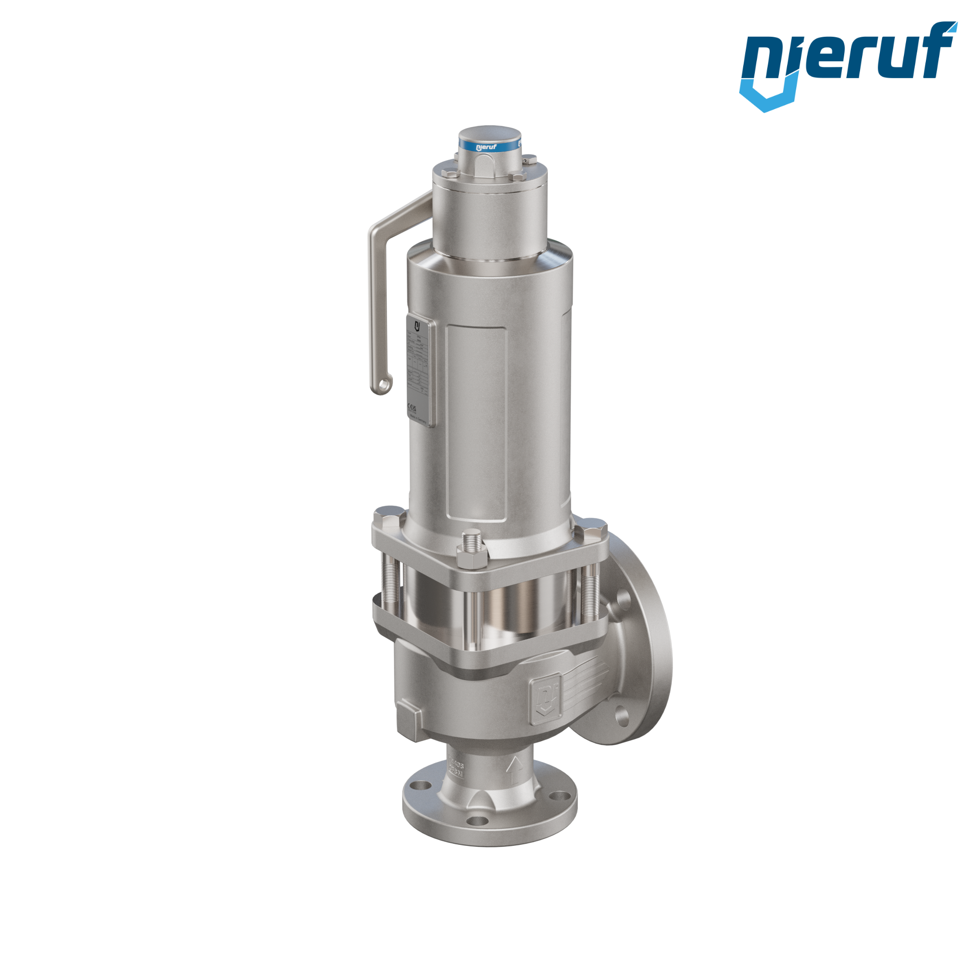 valvola di sicurezza flangiata ASME fluidi liquidi a tenuta di gas manicotto di tenuta ANSI 150 DN50 2" x 3" SF04, acciaio inossidabile, FFKM, dispositivo di sollevamento con leva