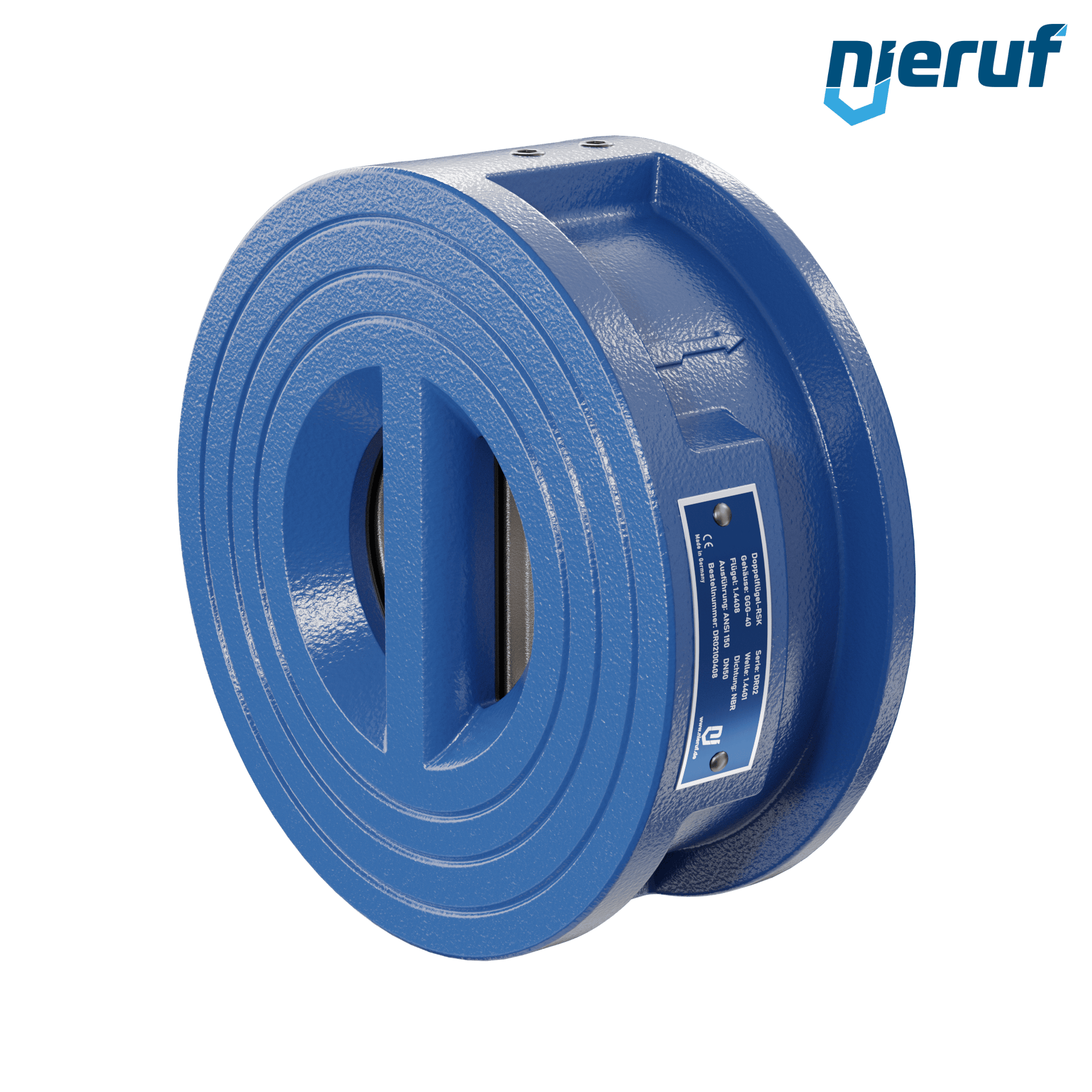 valvola di ritegno a doppio battente DN50 ANSI150 DR02 ANSI 150 GGG40 con rivestimento epossidico blu 180µm  NBR