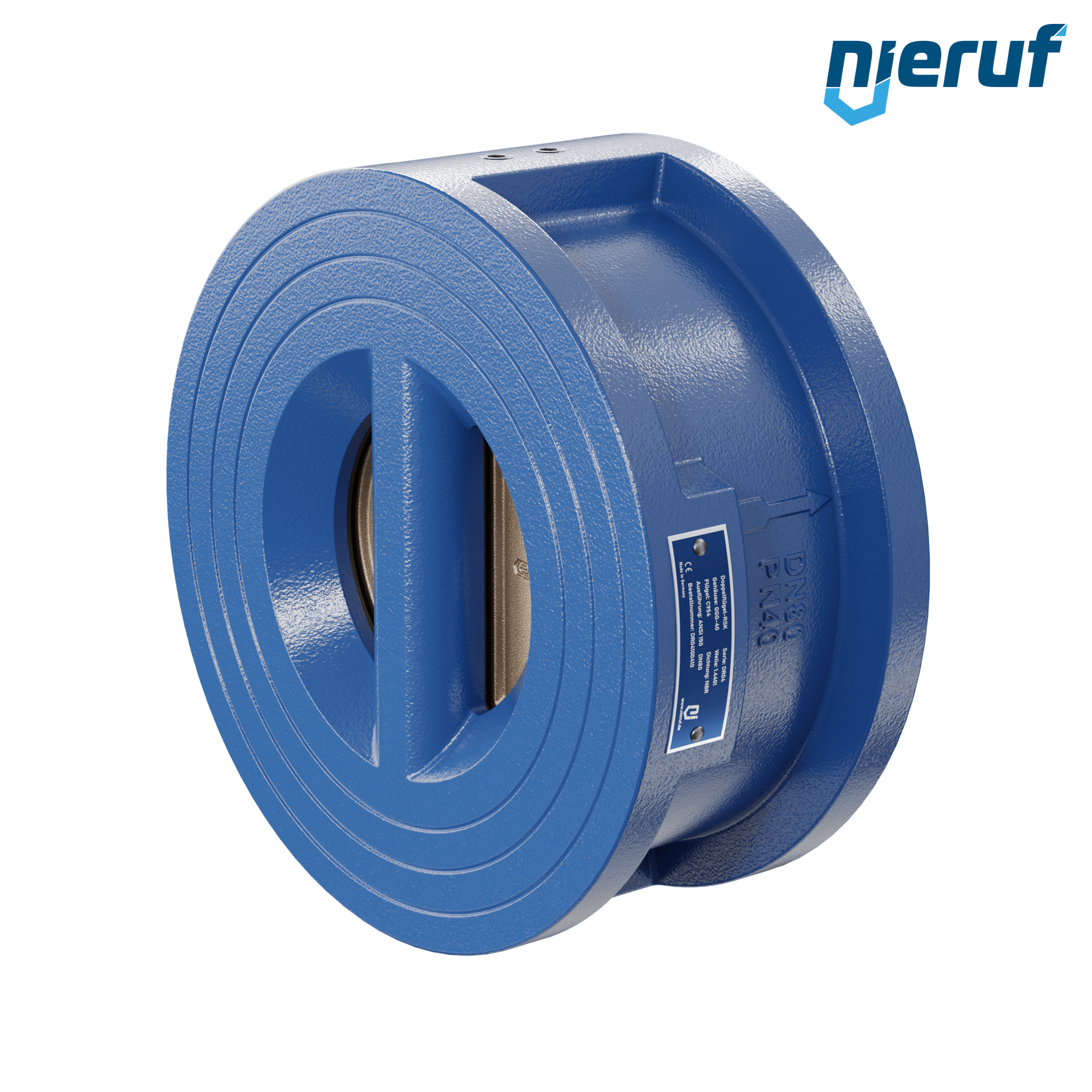 valvola di ritegno a doppio battente DN80 ANSI150 DR04 ANSI 150 GGG40 con rivestimento epossidico blu 180µm  NBR
