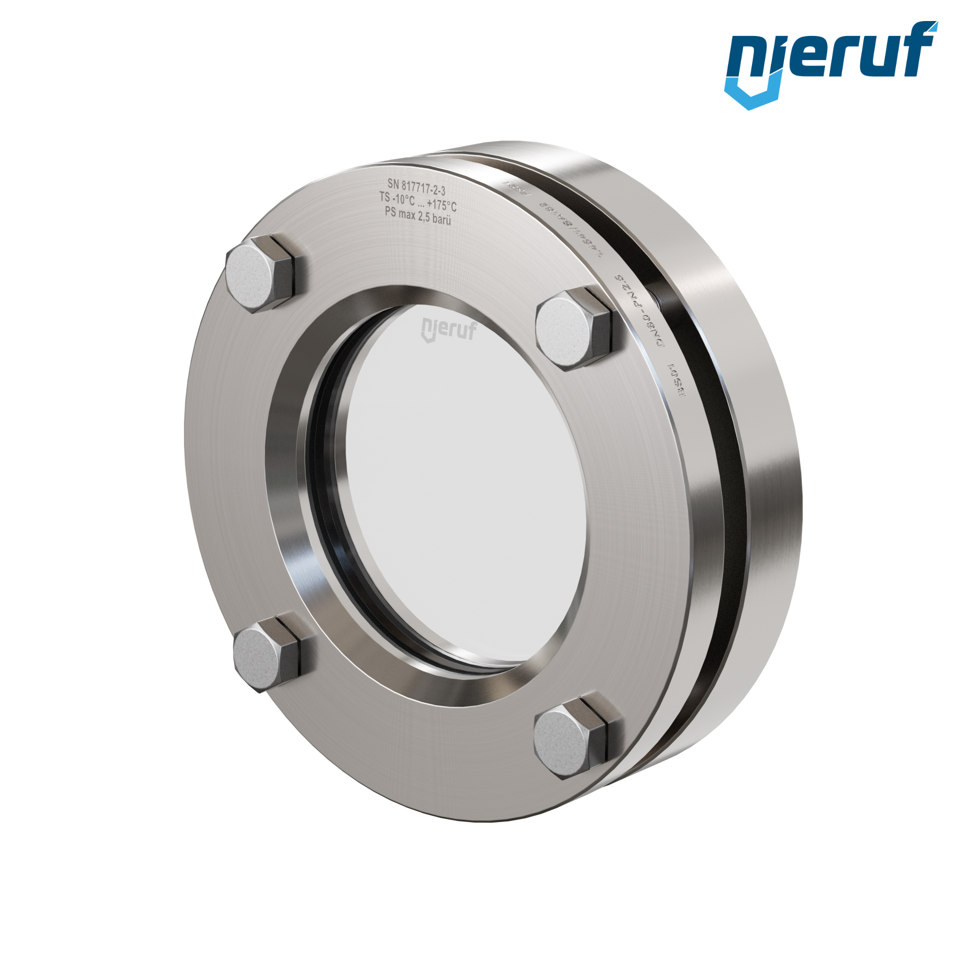oblò di osservazione per serbatoi DN80 BS01 acciaio inossidabile 1.4571 EPDM vetro borosilicato 2,5bar