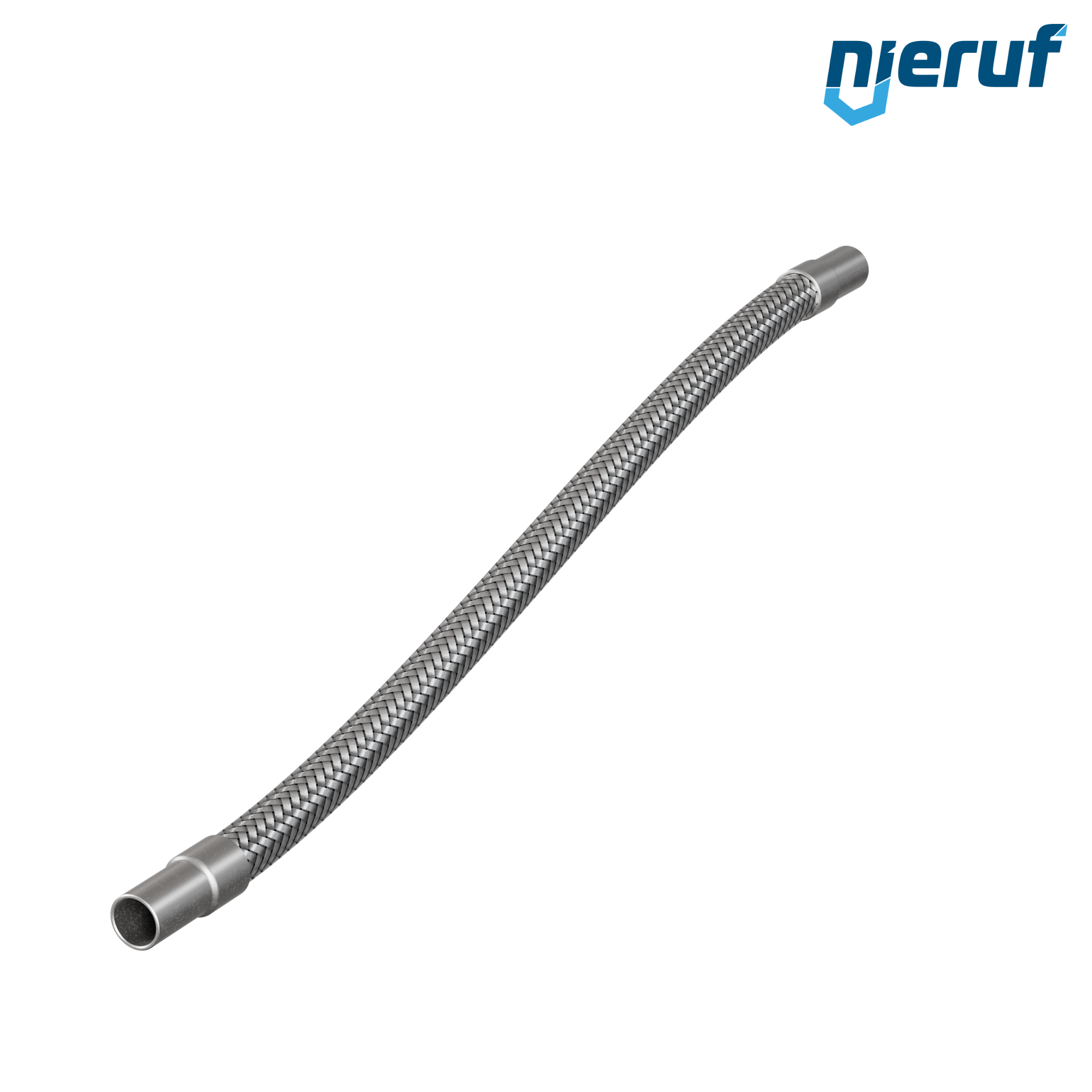 Tubo corrugato in acciaio inossidabile ES01 DN12 - 21.3 mm con treccia singola e estremità a saldare Lunghezza 1000 mm