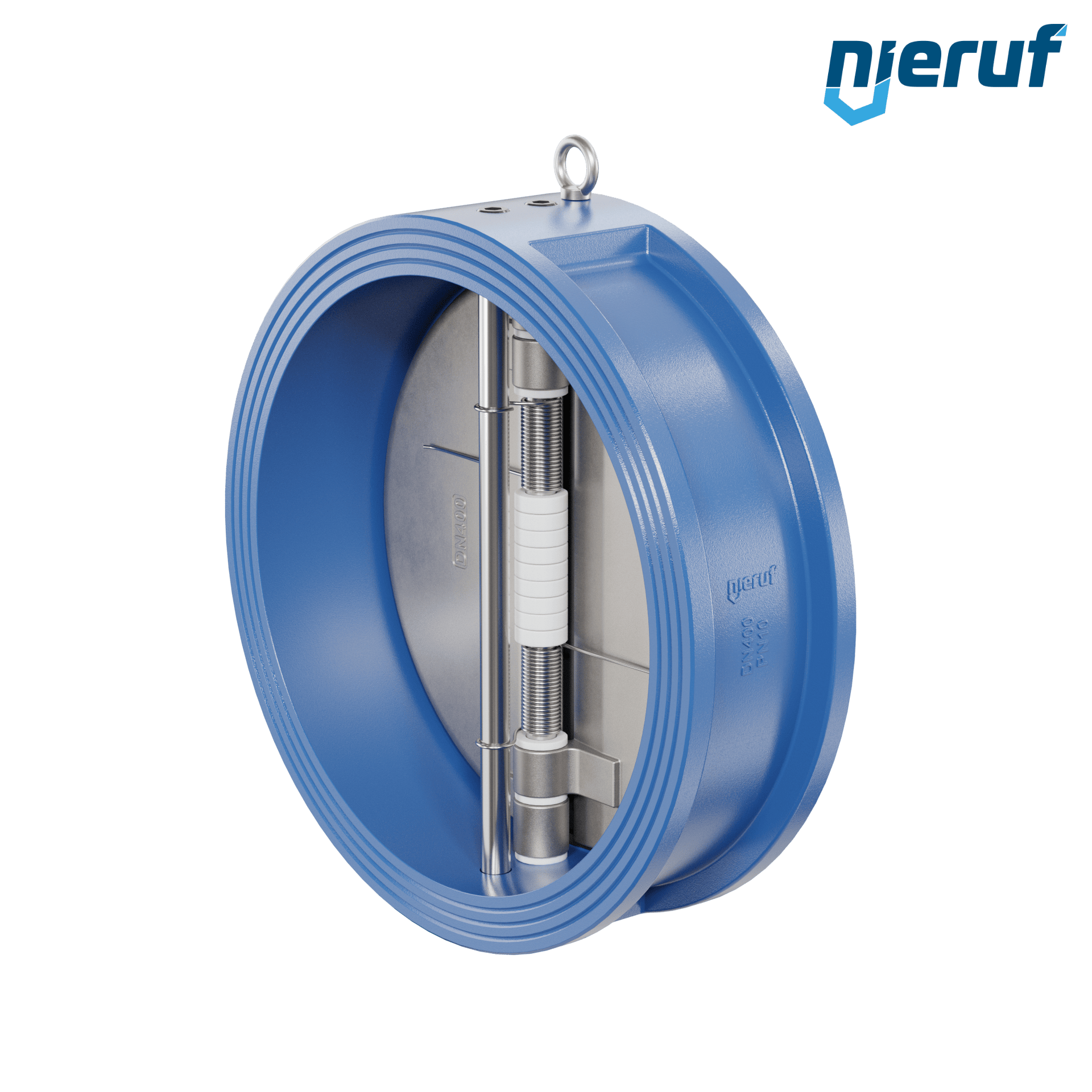 valvola di ritegno a doppio battente DN400 ANSI150 DR02 ANSI 150 GGG40 con rivestimento epossidico blu 180µm  NBR