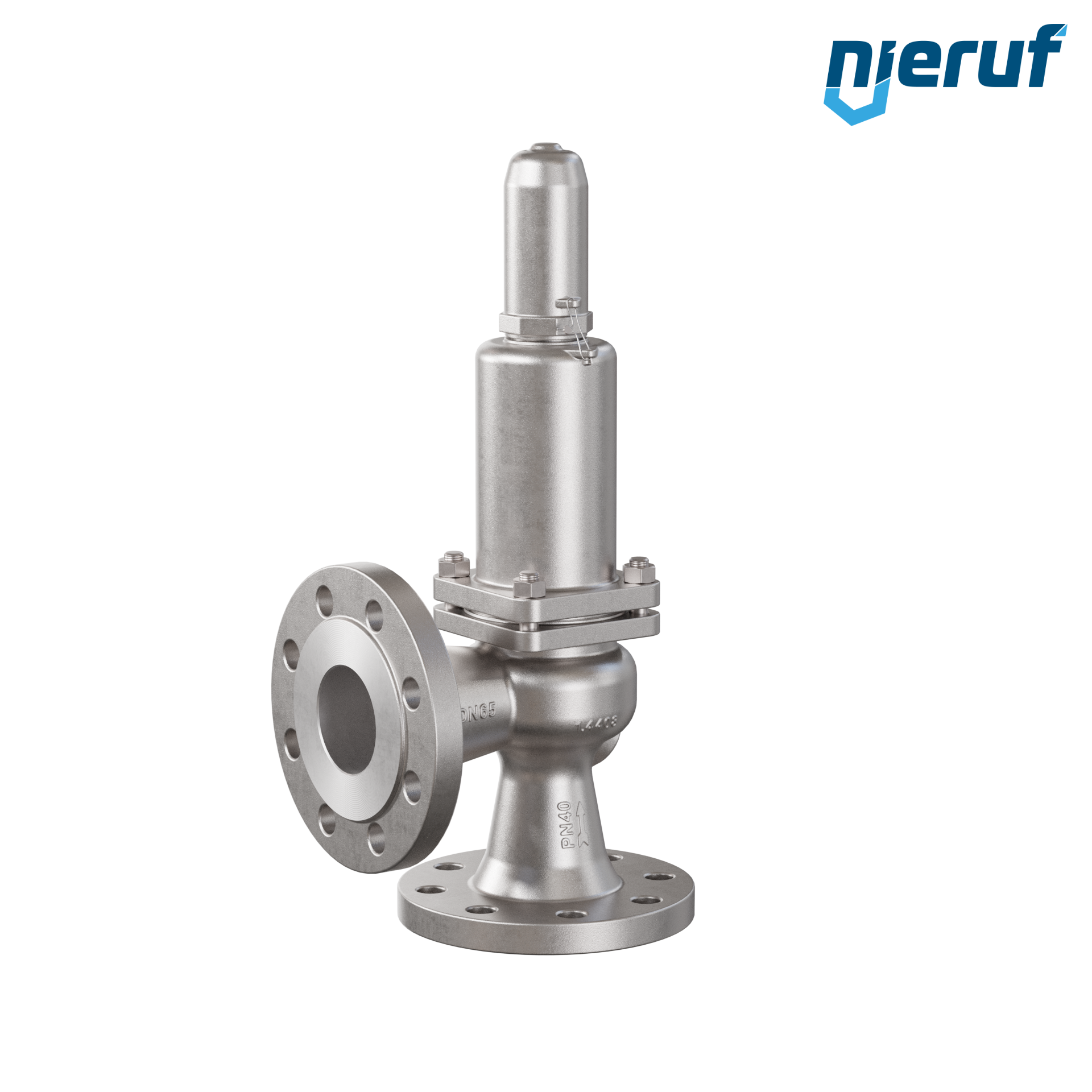 valvola di sicurezza flangiata DN65/DN65 SF0301, acciaio inox 1.4408 FPM, senza leva