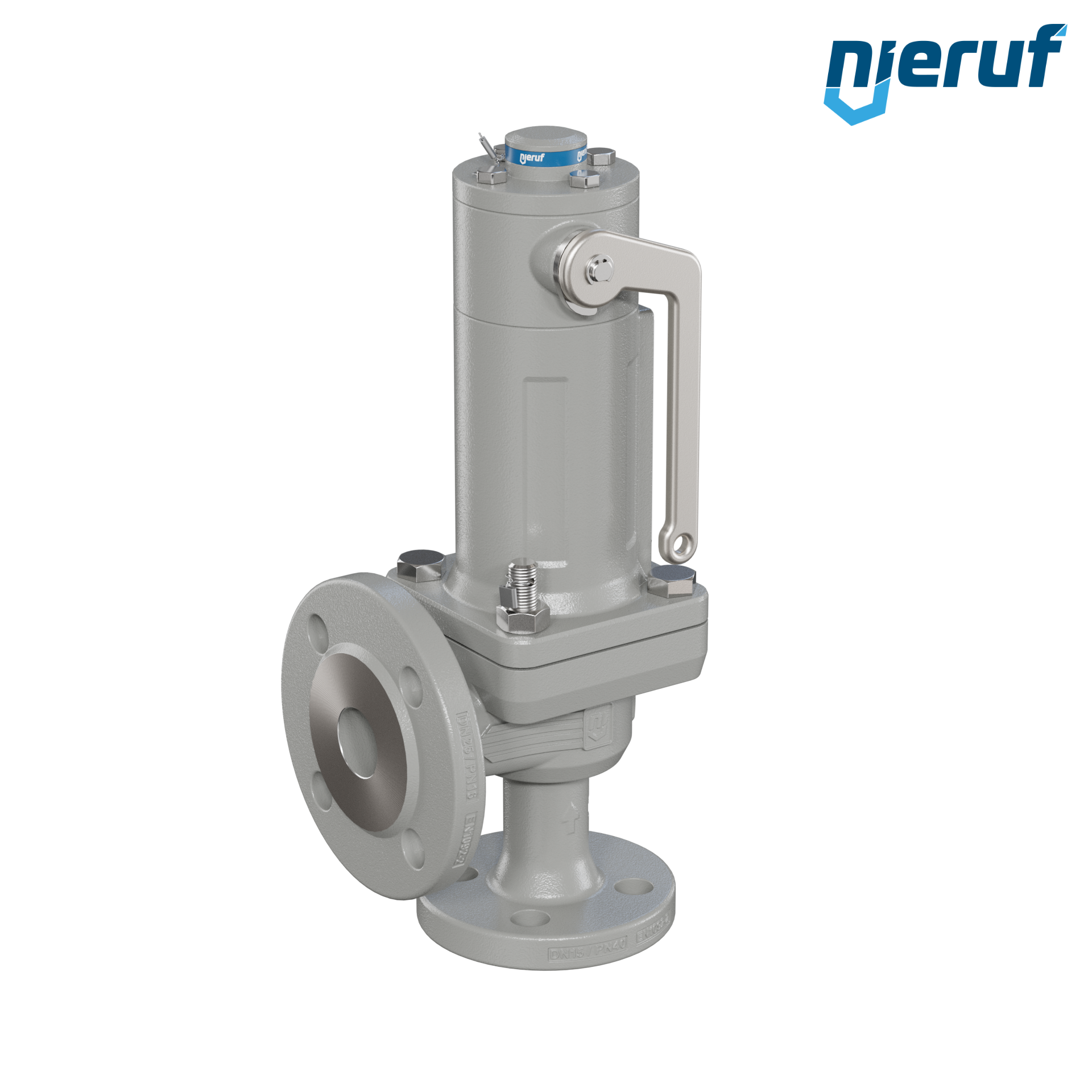 valvola di sicurezza flangiata DN15/DN25 SF06, cappello della molla a tenuta di gas (antigas) PTFE, dispositivo di sollevamento con leva