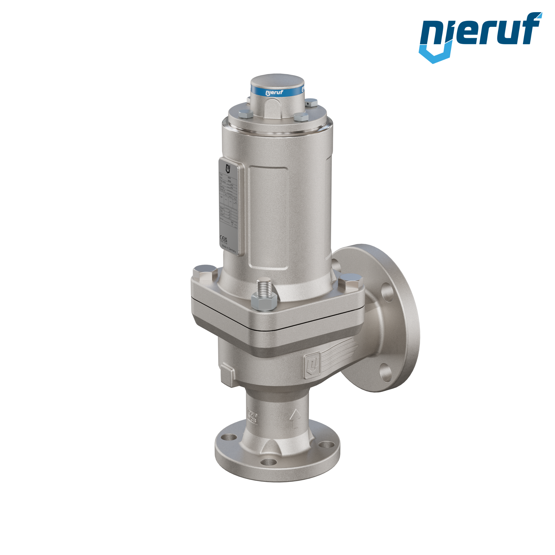 valvola di sicurezza flangiata ASME fluidi liquidi a tenuta di gas ANSI 150 DN32 1 1/2" x 2" SF07, acciaio, FFKM, senza dispositivo di sollevamento