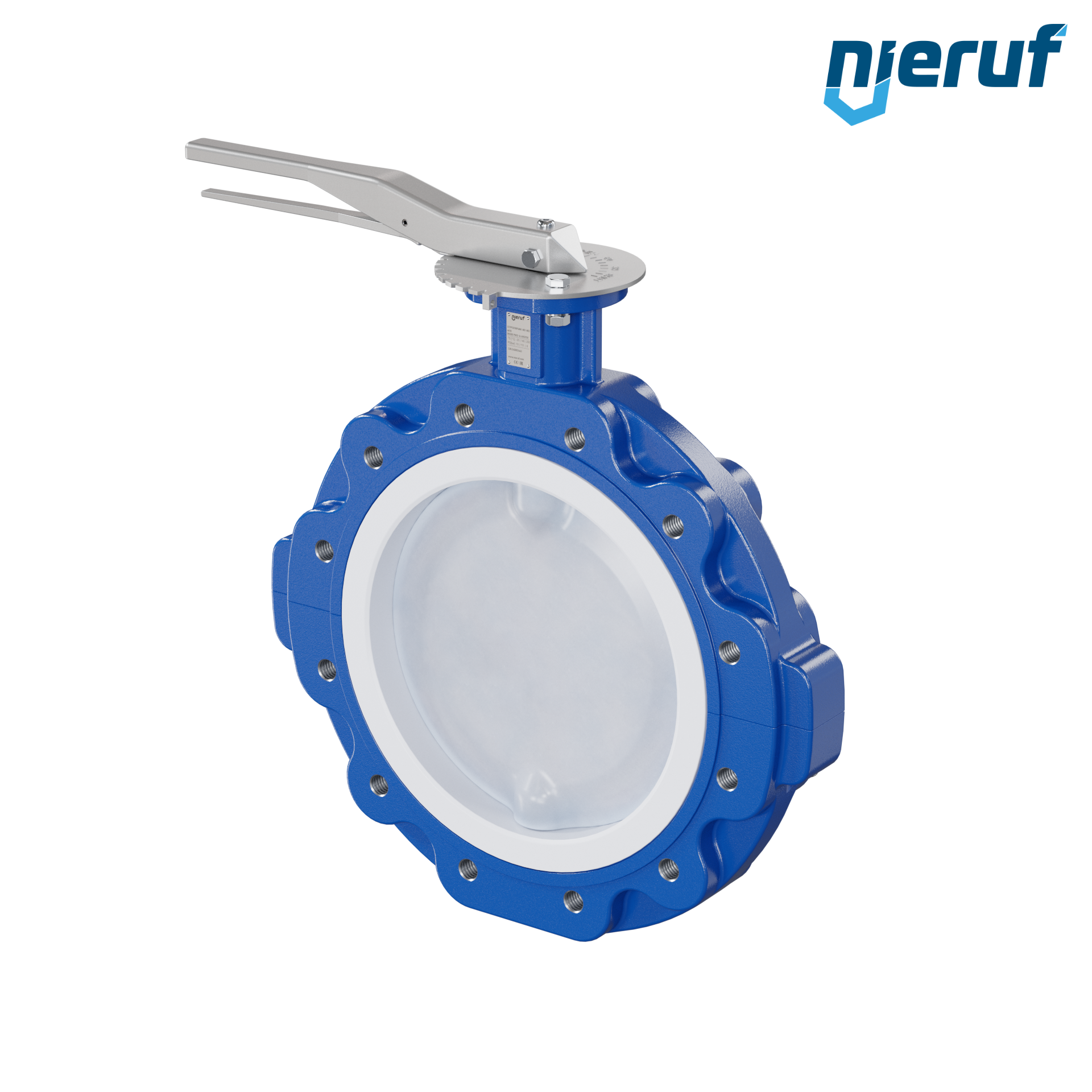 valvola a farfalla PFA PTFE AK10 DN300 PN10 leva inserto in FKM