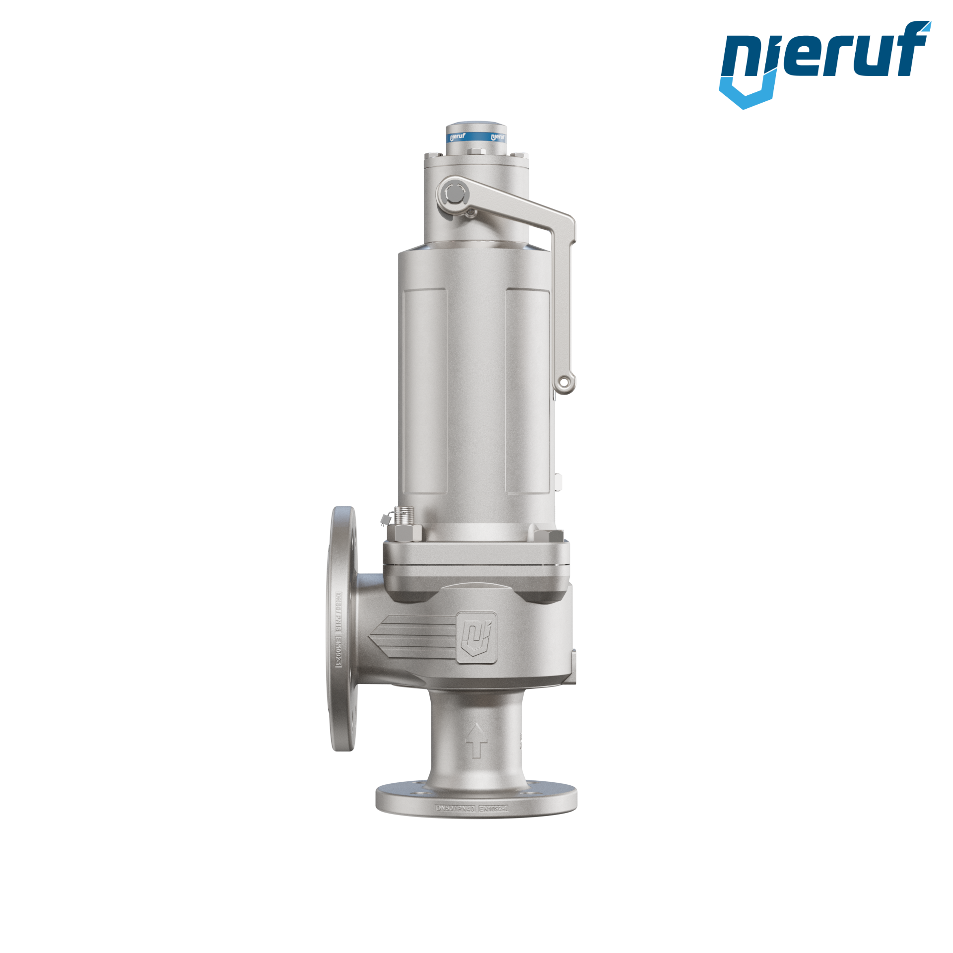 valvola di sicurezza flangiata DN50/DN80 SF04, acciaio inox 1.4408 PTFE, dispositivo di sollevamento con leva