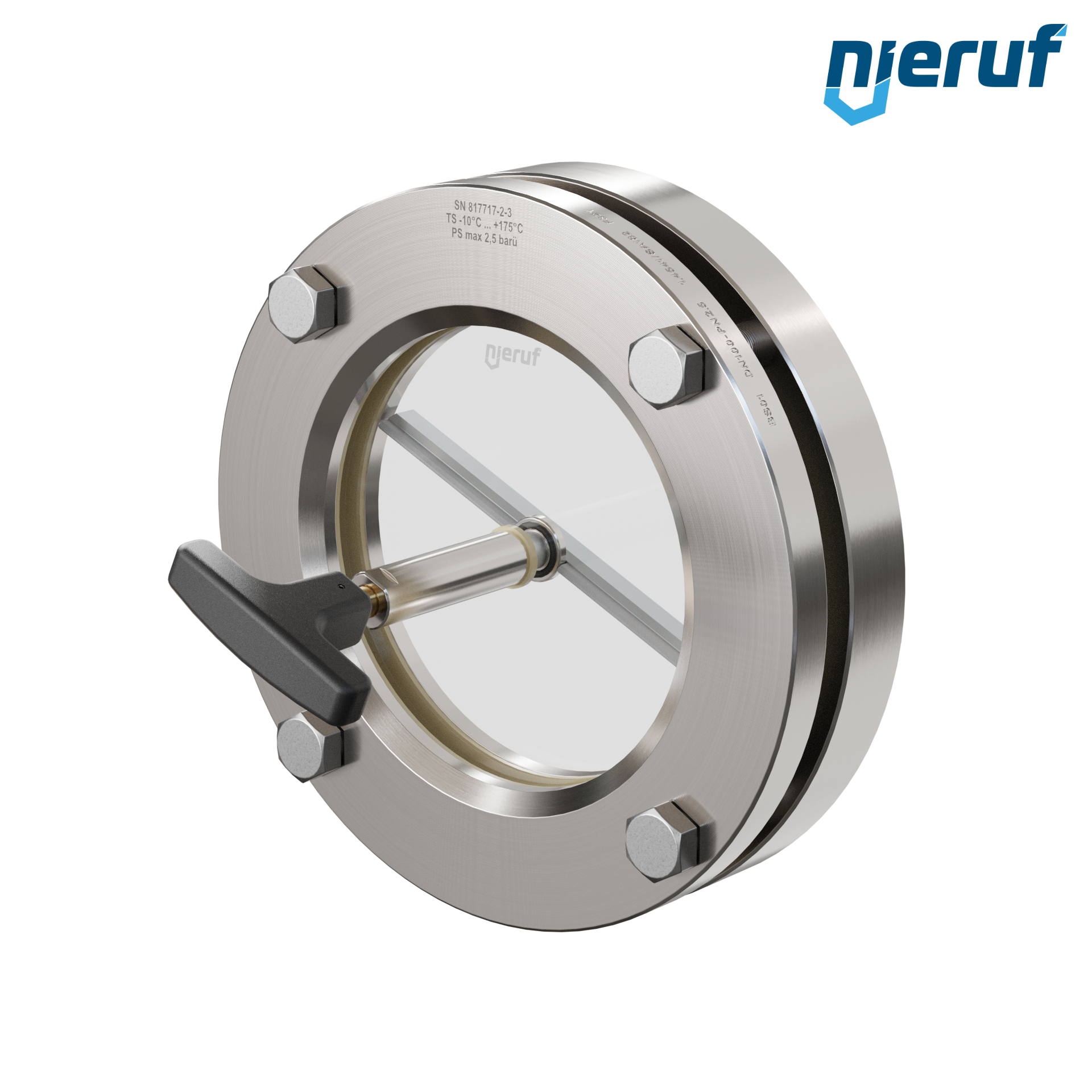 oblò di osservazione per serbatoi con tergicristallo in PTFE DN100 BS01 acciaio inossidabile 1.4571 NBR vetro borosilicato 2,5bar