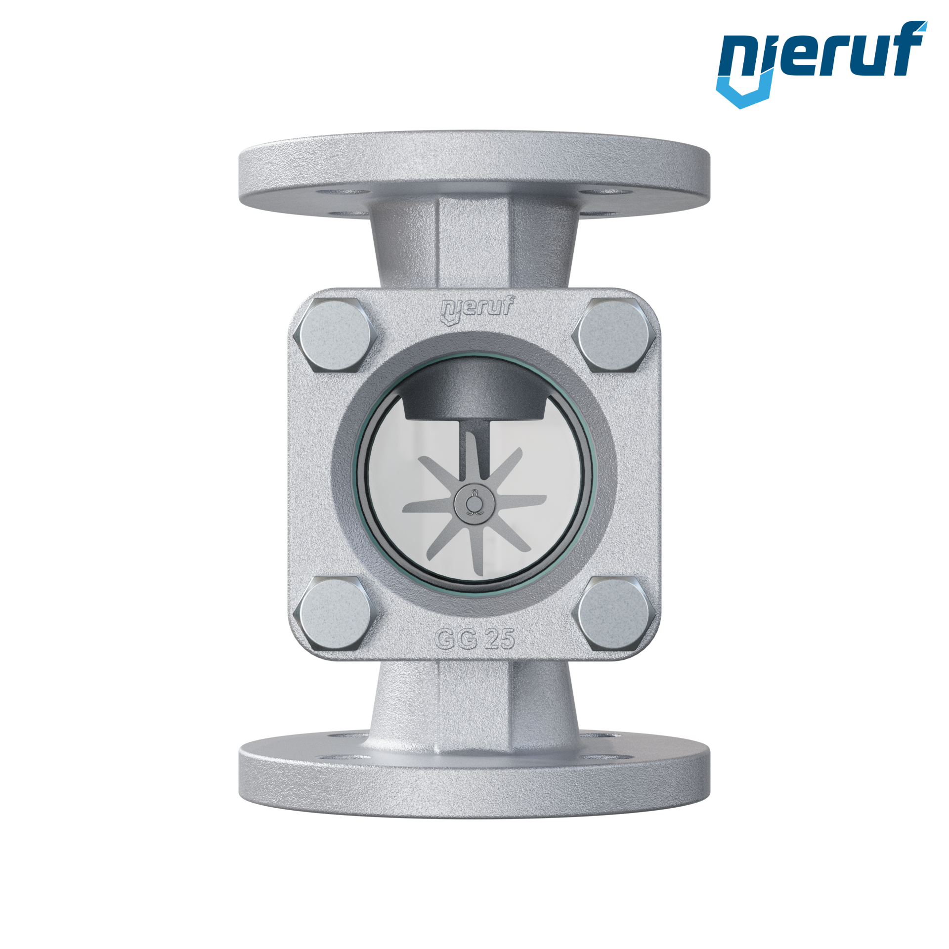 Specola visiva flangiata DN50 - 2" pollici ghisa GG25 flangia ANSI 150 vetro borosilicato versione con rotore in PTFE