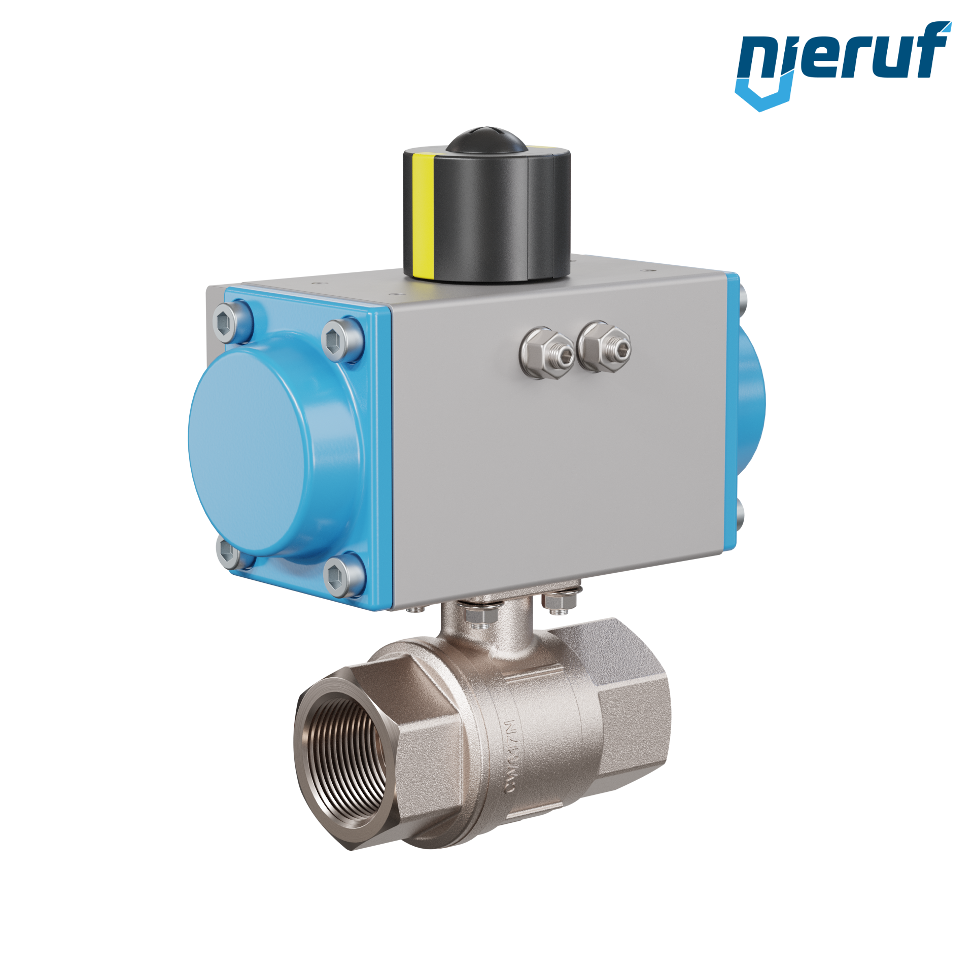 valvola a sfera automatica con manicotto DN25 - 1" pollici azionamento rotativo pneumatico a effetto semplice apertura a molla PK01